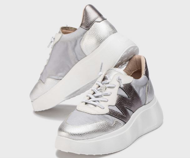 Wonders ZENIT White & Silver Chunky Sneakers for Women - Fashionable Platform Trainers for Casual Wear & Street Style Outfits
