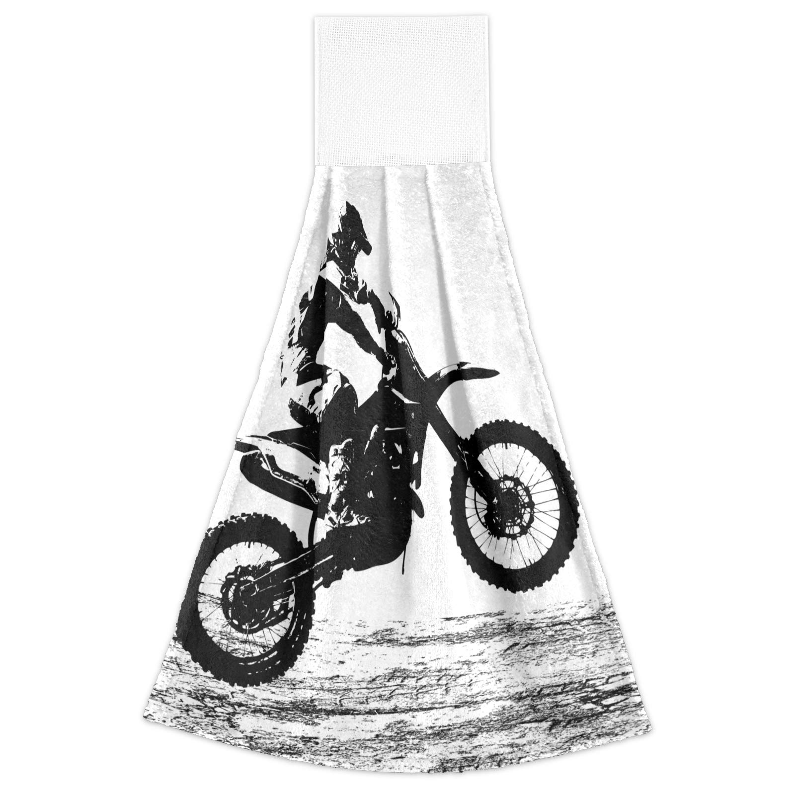 Blueangle 2 Pcs Motocross Rider Kitchen Hand Towels - Absorbent Coral Velvet Hanging Towels for Kitchen, Bathroom, and Outdoor Adventures