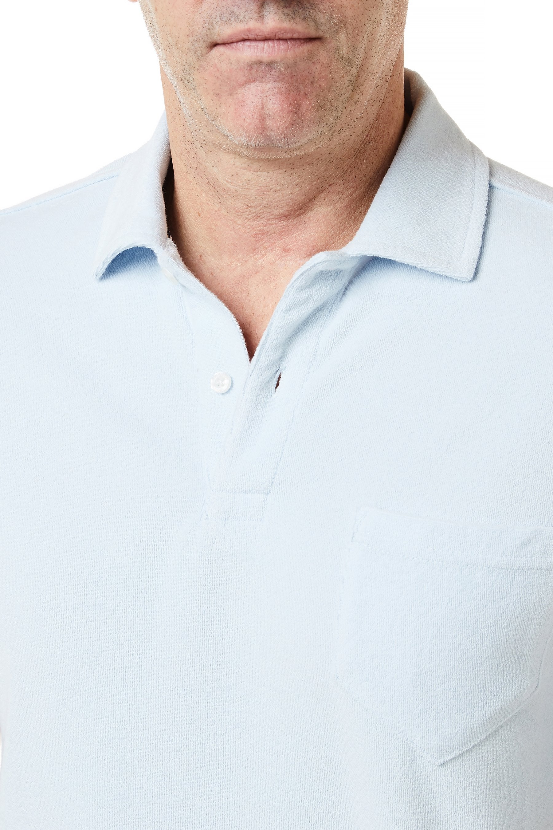 Premium Terry Cloth Polo Shirt for Men - Soft & Breathable Sky Blue Casual Shirt - Perfect for Golf, Summer Outings & Relaxing at Home