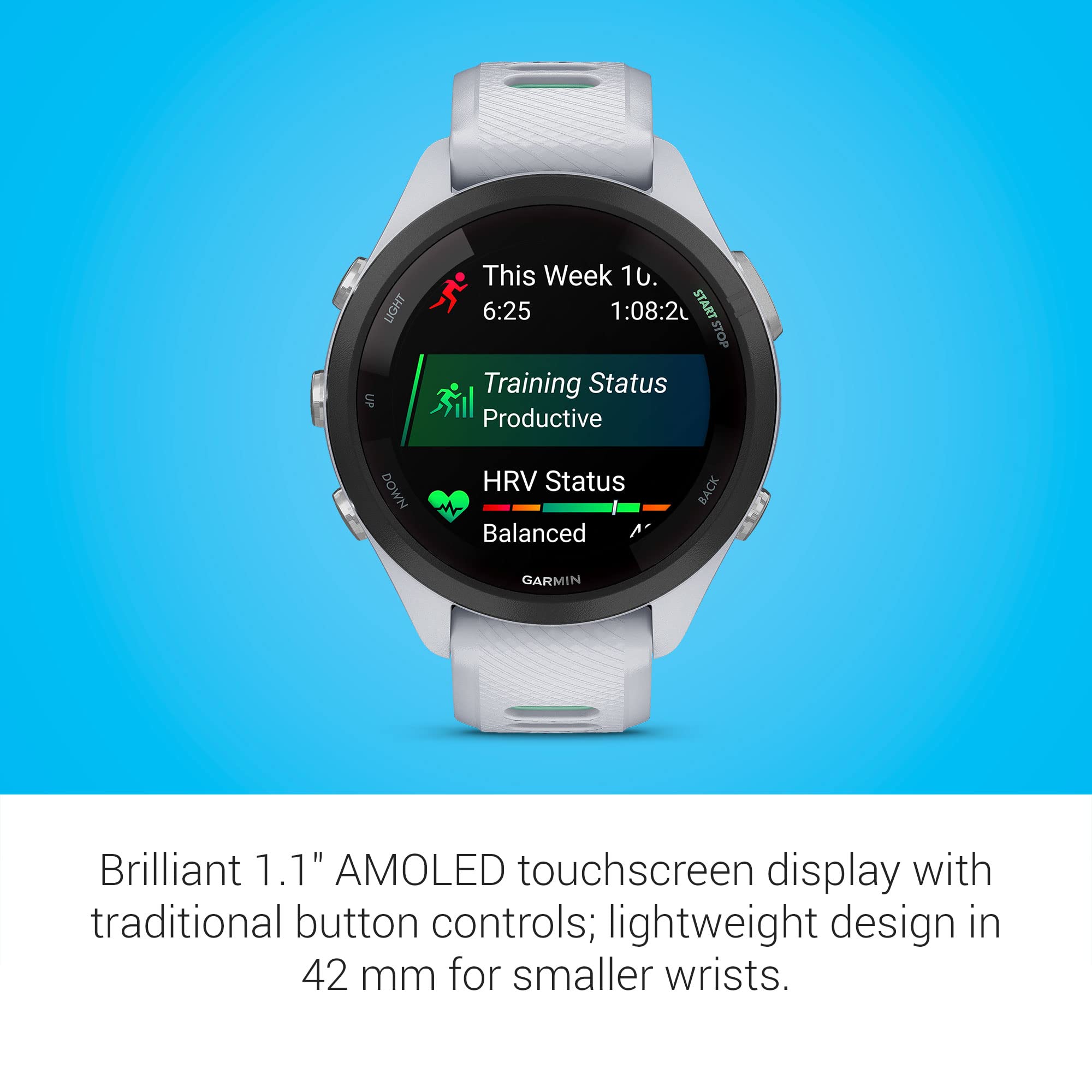 Garmin Forerunner 265S Advanced Multisport GPS Smartwatch with Touchscreen, Heart Rate Monitor & 15-Day Battery - Whitestone (Includes Signature Charging Bundle) | Perfect for Running, Cycling, Swimming & Daily Fitness Tracking