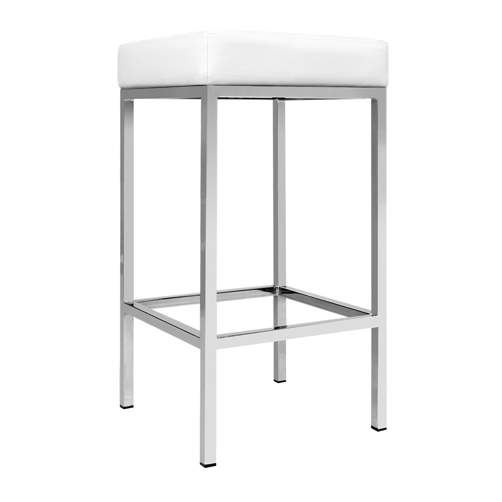 2-Pack White Metal Bar Stools with Leather Padded Seats - Perfect for Kitchen Islands, Breakfast Nooks & Home Bars