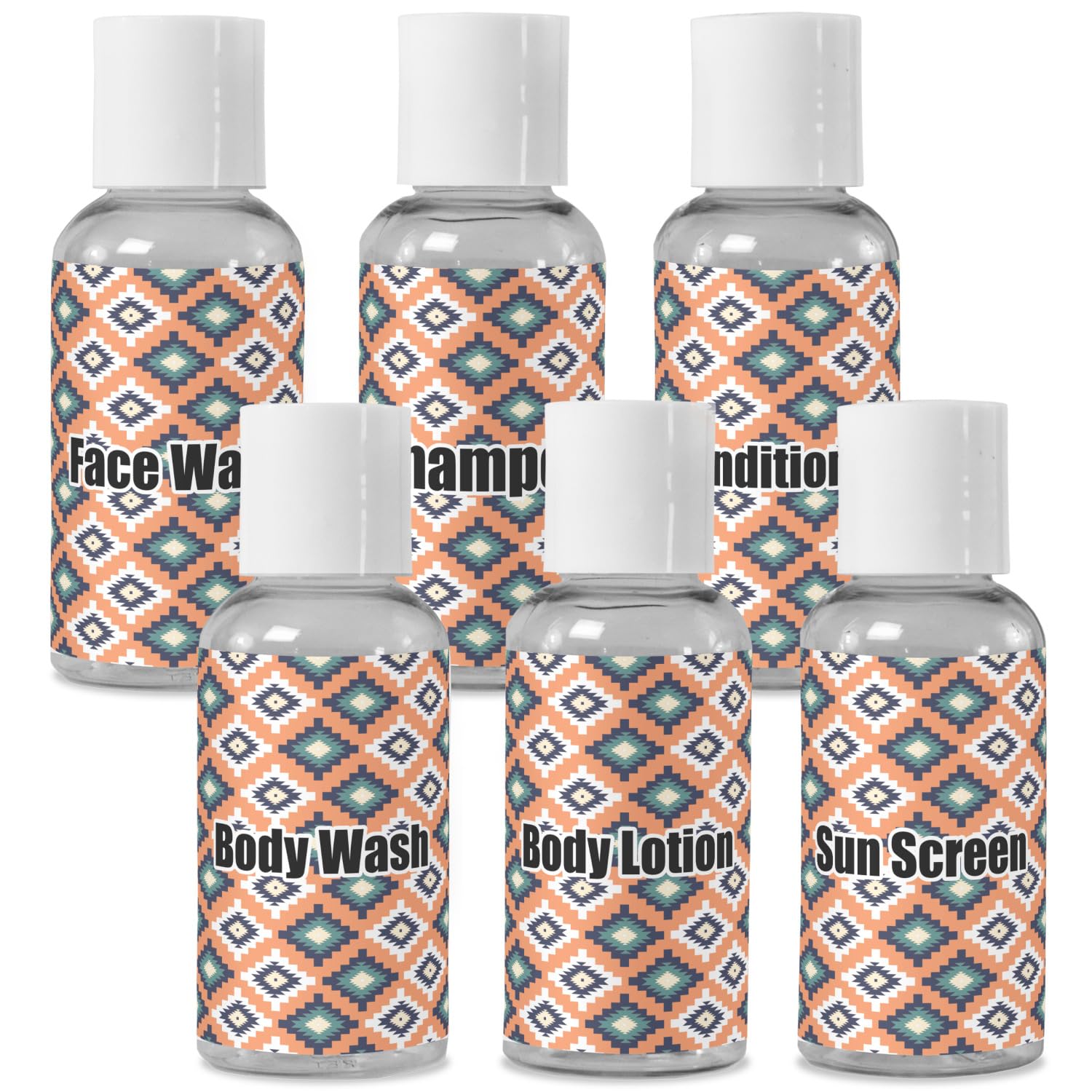 Custom Tribal Design Travel Bottles - Leak Proof & Reusable for Gym, Hiking, Camping & Daily Use