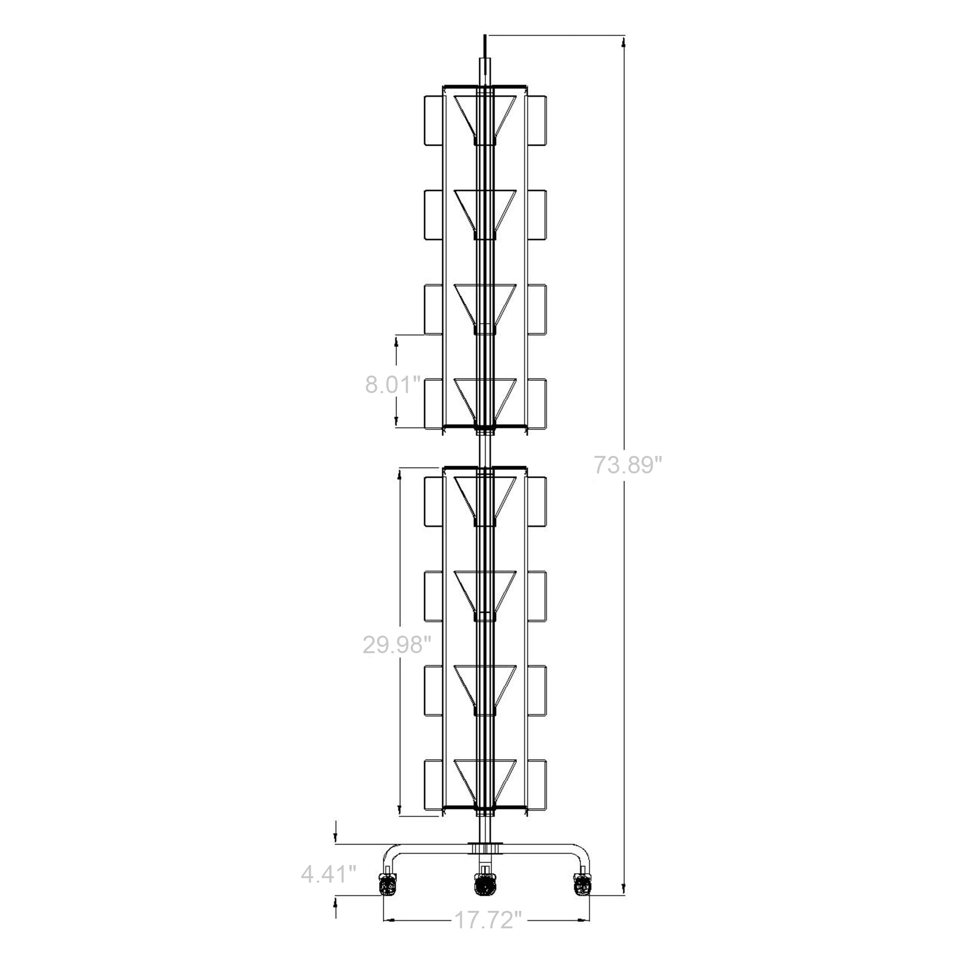 32-Pocket Adjustable Spinning Display Rack for Greeting Cards - 5x7, 7x5 up to 8.5