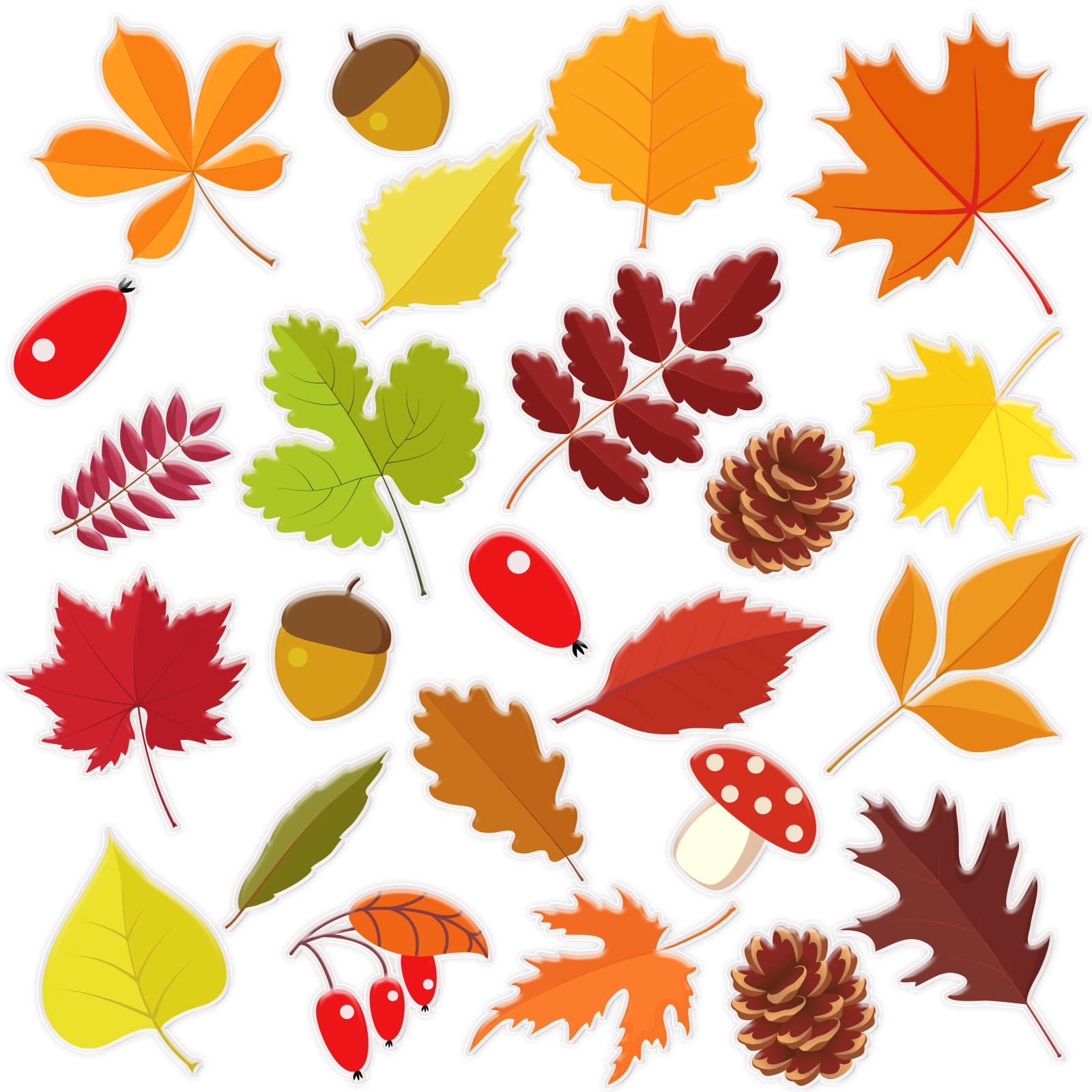 20 PCS Fall Gel Cling Leaves Window Decals - Thick Autumn Leaf Stickers for Kids, Adults, Home & Classroom Decor - Thanksgiving Party Supplies - Removable & Reusable (Perfect for Nursery, Airplane Windows & Seasonal Home Decor)