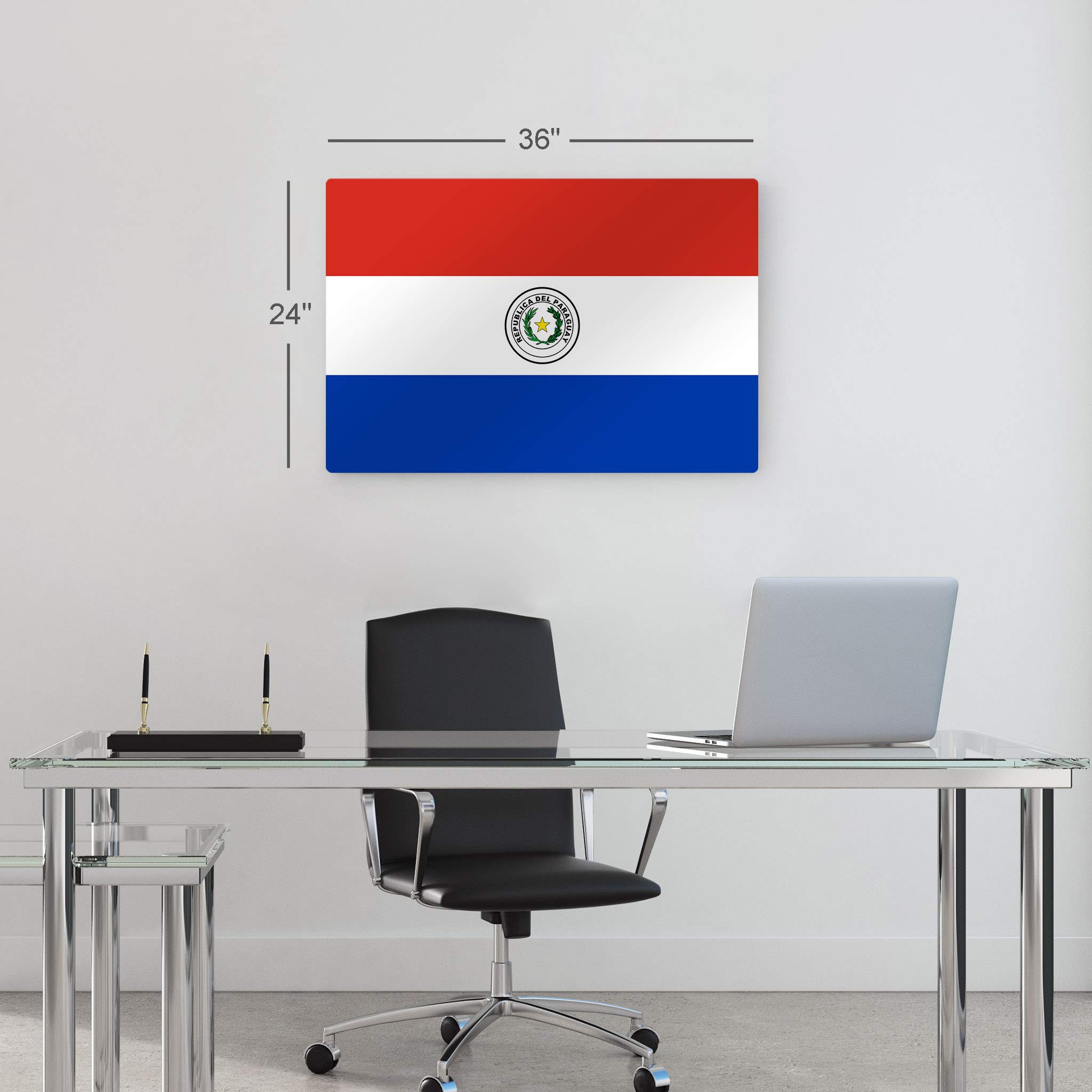 Paraguay Flag Metal Wall Art Print - 24x36 Inches, Ready to Hang, Made in USA | Modern Home & Office Decor for Living Room, Dorm, Bedroom, Kitchen, Man Cave, Sports Club & Bar | Patriotic Country Flags Wall Decor for Gifts & National Pride Display