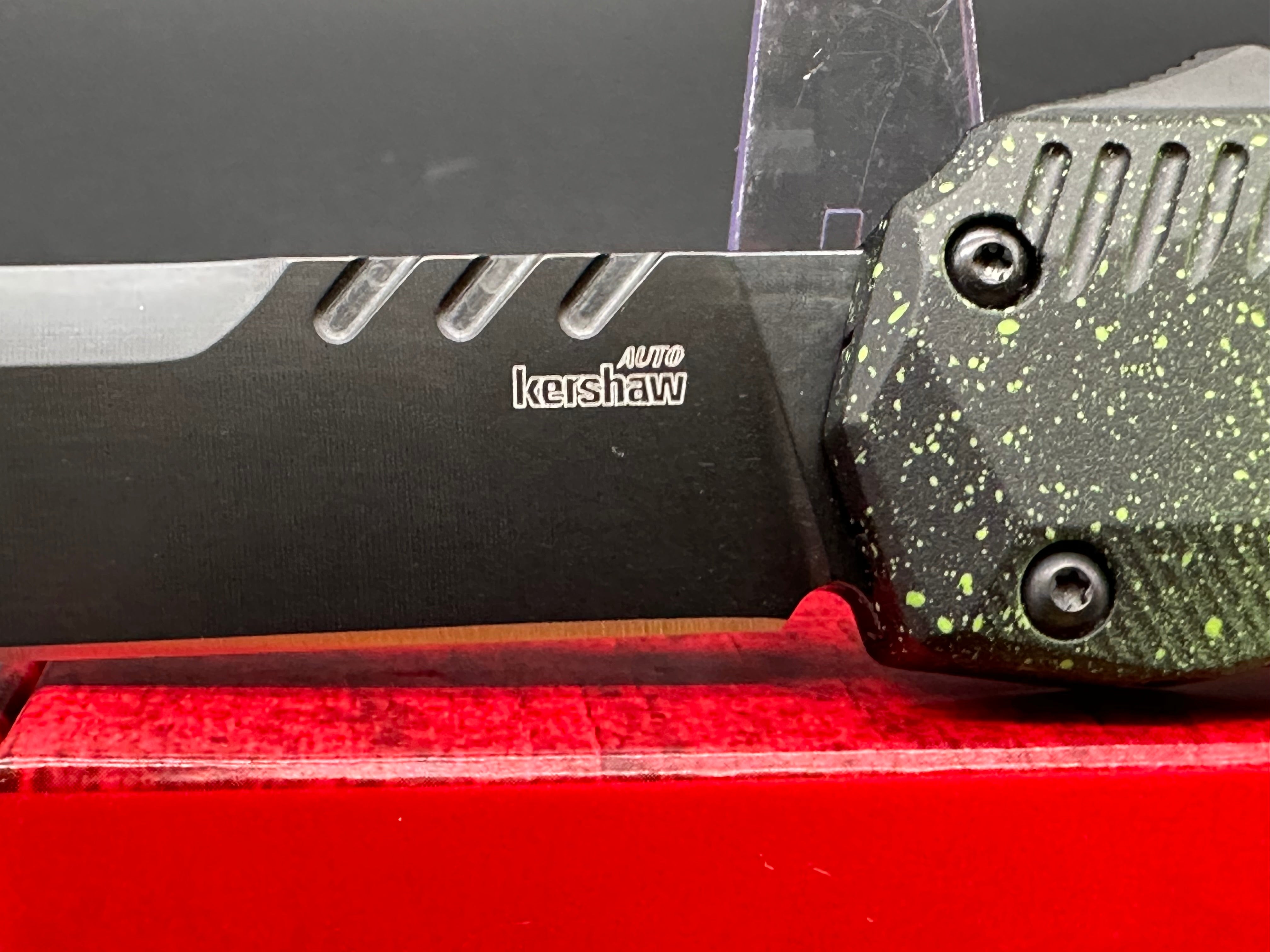 Kershaw Livewire Automatic Knife - Zombie Cerakote & MagnaCut Blade - Blade Show 2024 Exclusive - EDC, Outdoor Survival, Tactical Gear, Collector's Item