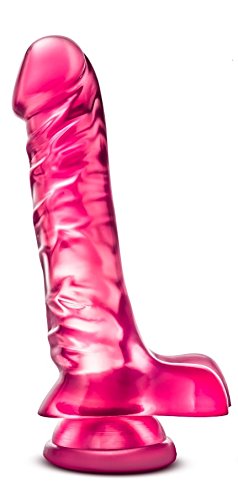 Blush Novelties B Yours Basic 8-9 Inch Realistic Dildo - Firm Flexible Silicone with Suction Cup | Harness Compatible Adult Sex Toy for Couples & Solo Play | Fragrance-Free Translucent Pink Design for Enhanced Pleasure