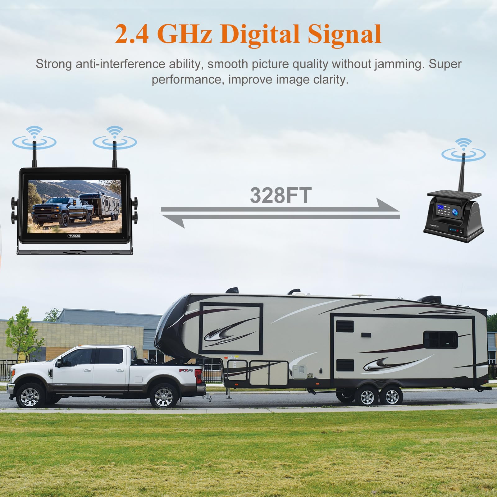 7'' Magnetic Solar Wireless Backup Camera - HD 1080P IPS Touchscreen Monitor, No-Drilling Installation, Long Battery Life, Strong Magnetic Mount for RV, Trailer, Camper, Hitching, Gooseneck & Horse Trailers - Perfect for Safe Parking & Reversing in Tight Spaces