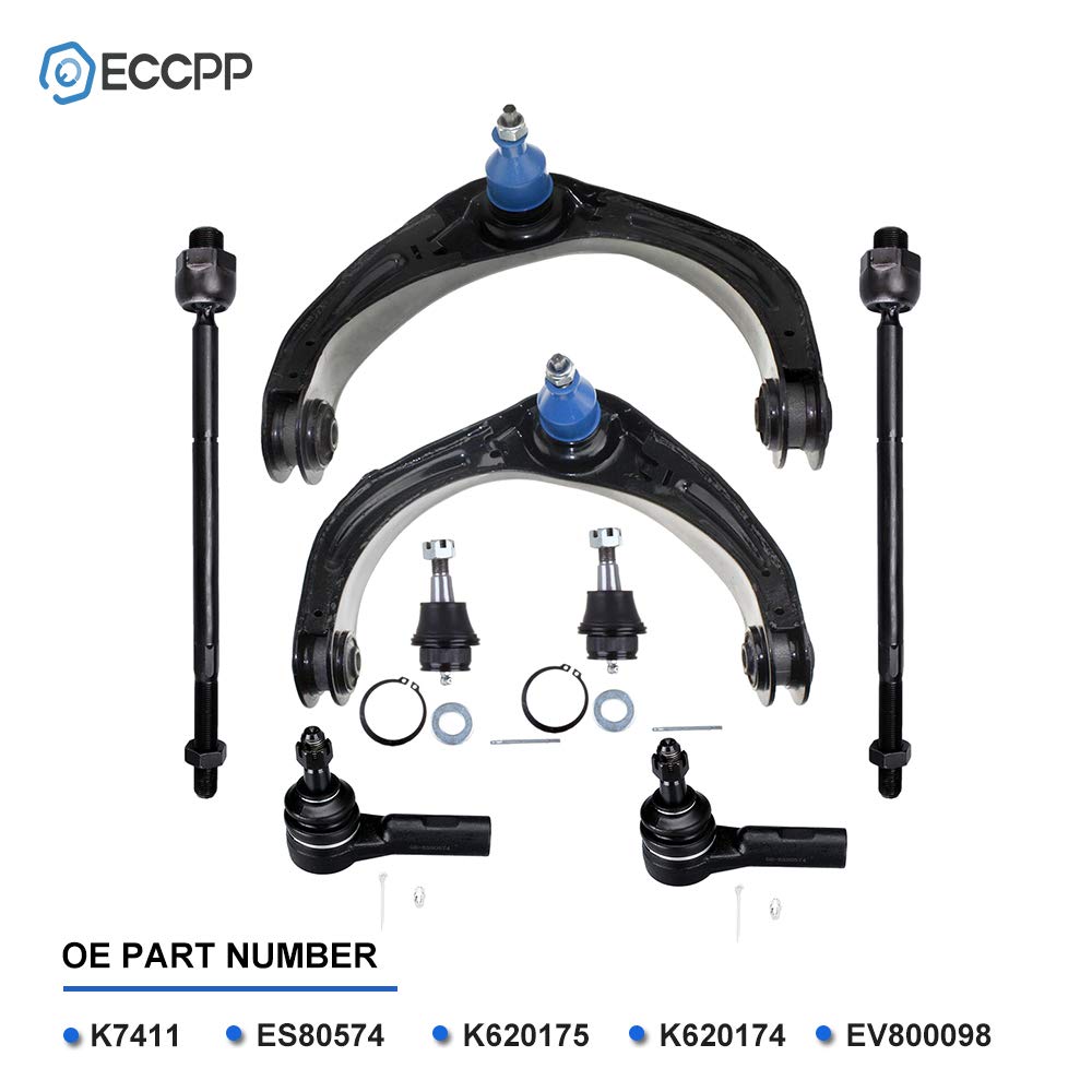 ECCPP Complete Control Arm Kit for 2006-2008 Dodge Ram 1500 - Includes Lower Ball Joints, Outer/Inner Tie Rod Ends, Upper Control Arms (5 Lug Wheels) - Perfect for Suspension Repair & Off-Road Upgrades