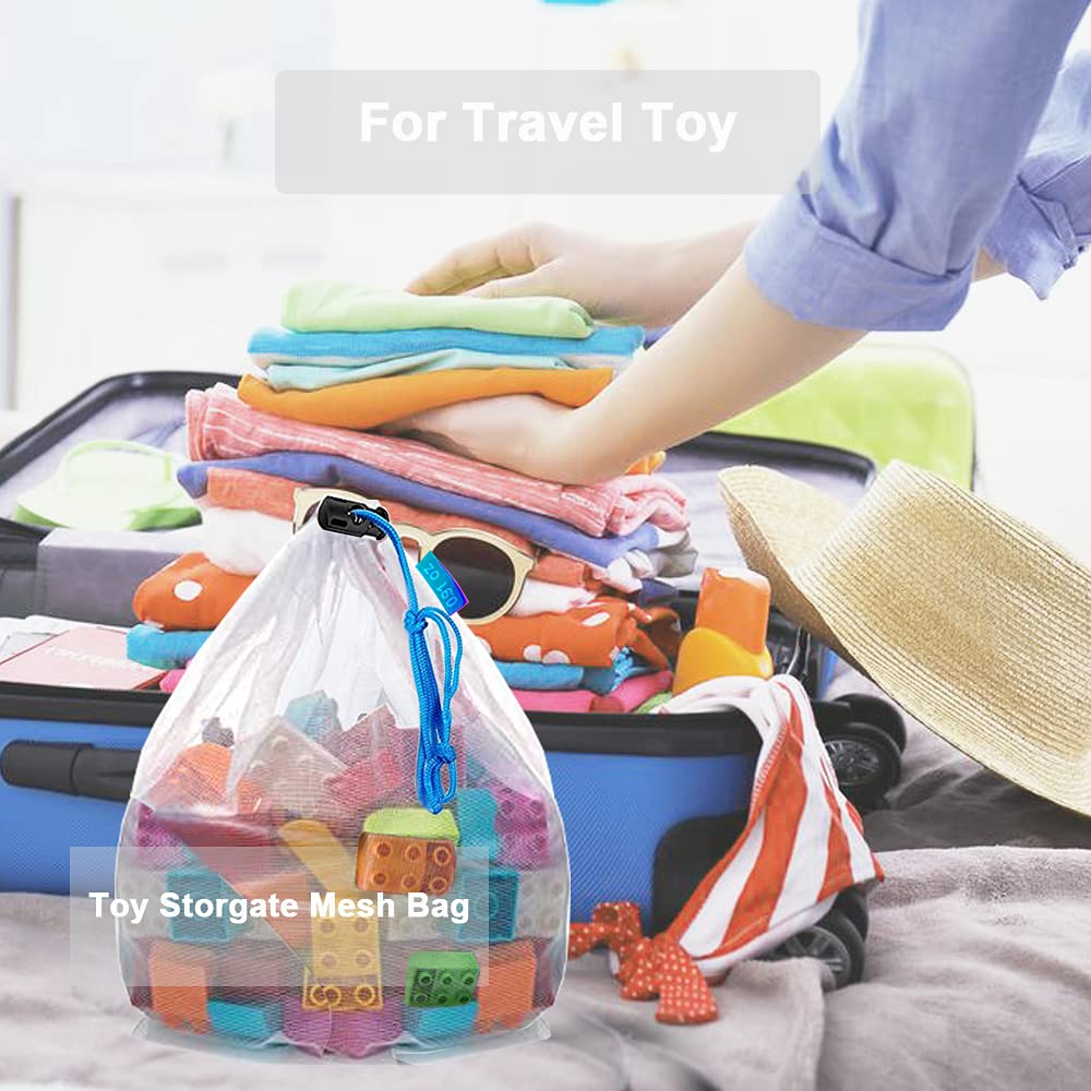 16 Pcs Mesh Small Toy Storage Bags - 3 Sizes Reusable Drawstring Organizer for Kids Playroom, Toys, Fruits & Vegetables | Perfect for Home Organization, Travel & Grocery Shopping
