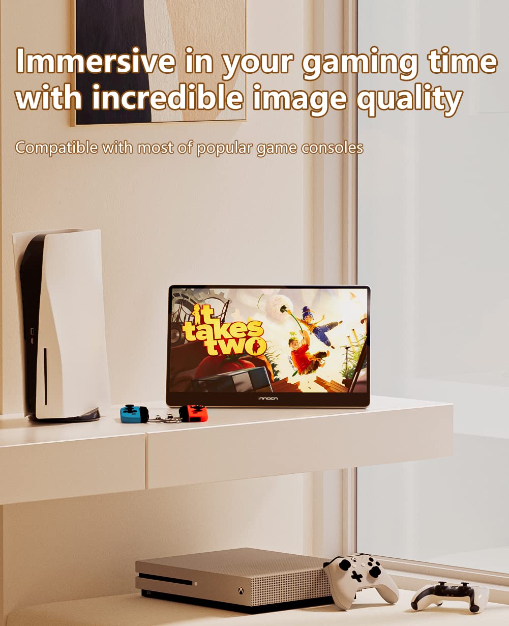 INNOCN 15.6 Inch Portable Monitor 15A1F - OLED 1080P FHD USB C HDMI Display for Laptop, Computer & Gaming | HDR, Detachable Stand, Built-in Speakers | Perfect for Work, Travel & Entertainment