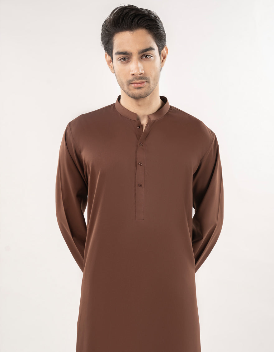 Stylish Blended Brown Kurta Trouser by J. Junaid Jamshed - Comfortable Ethnic Wear for Men - Perfect for Eid, Weddings & Special Occasions