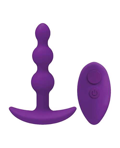 Rechargeable Silicone Beaded Anal Plug with Remote Control - Purple | Wireless Vibrating Butt Plug for Couples Play & Solo Pleasure | Perfect for BDSM, Roleplay & Sensual Exploration