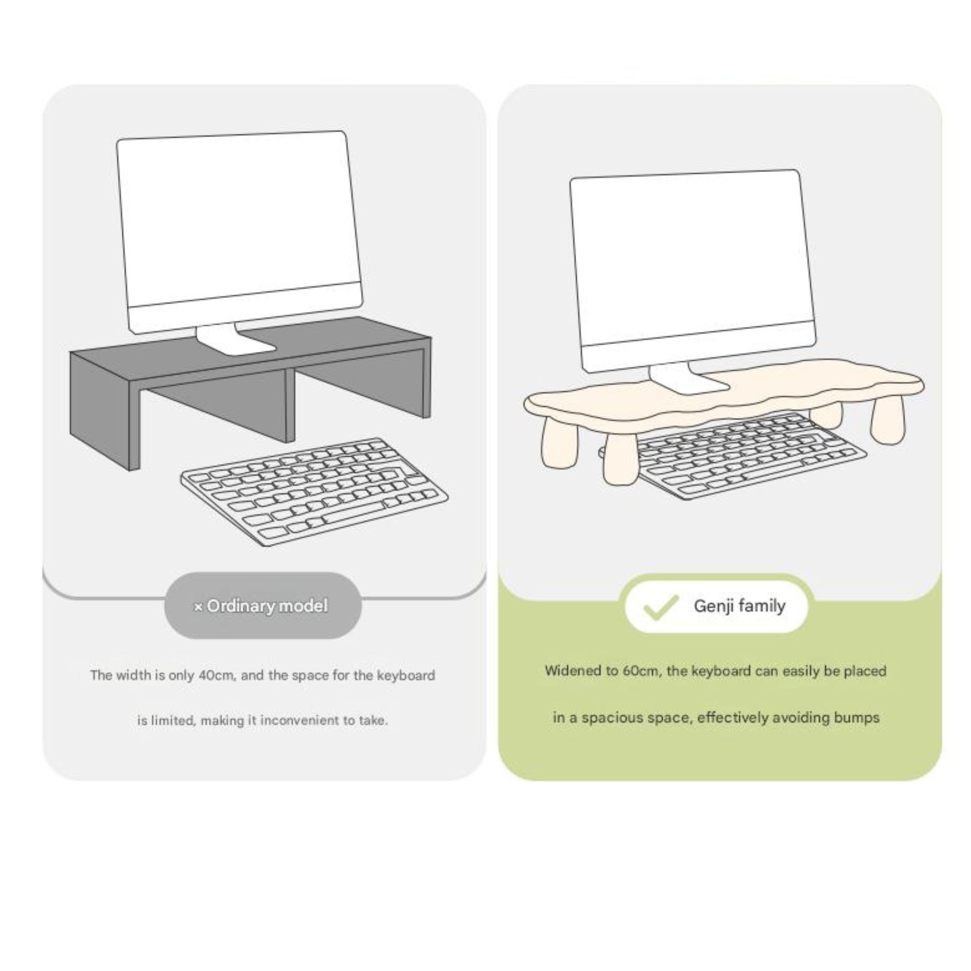 Premium Birch Solid Wood Computer Stand with Storage Shelf - Ergonomic Laptop & Monitor Riser for Home Office Desk Organization