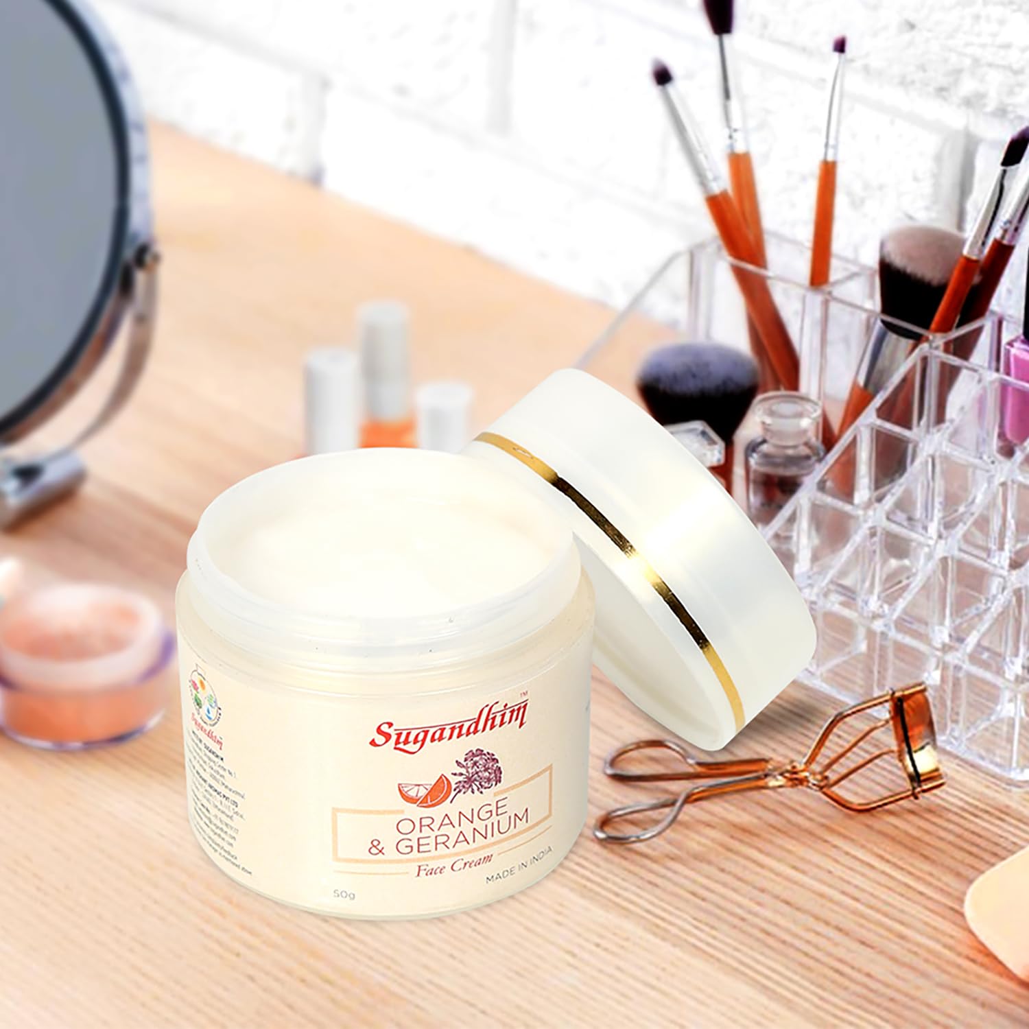 Organic Orange & Geranium Face Cream - 50g | 100% Natural Hydrating Moisturizer with Essential Oils | Anti-Aging, Wrinkle Reduction & Brightening for All Skin Types | Made in India | Perfect for Dry Skin Care Routine & Nighttime Skincare Regimen