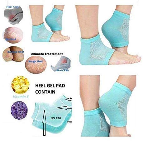 VIBRAL Crack Cotton Foot Protector Moisturizing Socks with Spa Gel - Heel Pain Relief Silicone Gel Pad Socks for Men & Women | Soft Cotton, Botanical Care | Perfect for Dry Skin, Cracked Heels & Night Treatment (Multicolor)