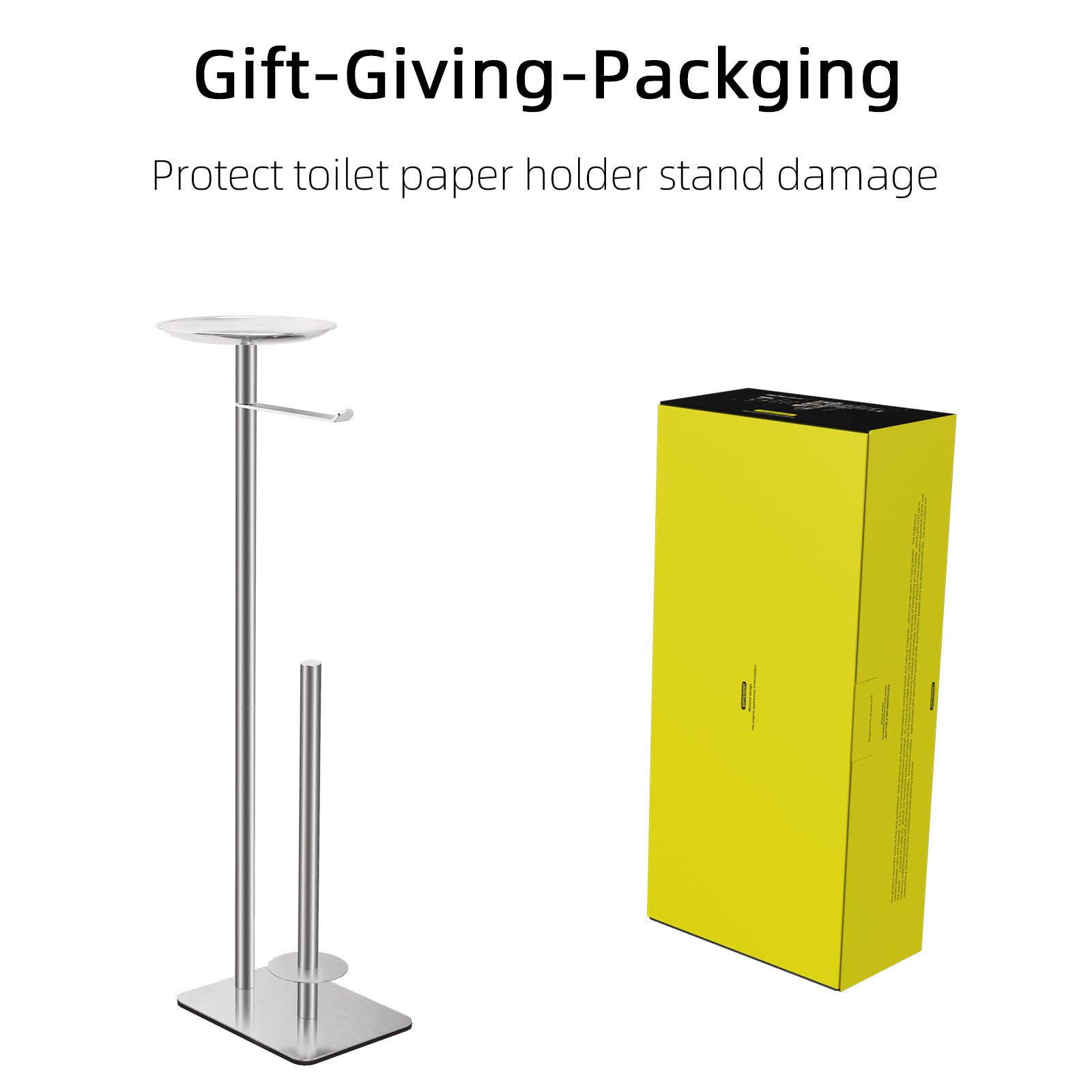 Sturdy Floor Standing Toilet Paper Holder with Storage Shelf - Holds 4 Reserve Rolls & Organizes Phone, Wipes, Wallet - Brushed Nickel Finish for Modern Bathroom Decor - Perfect for Home, Office & RV Use
