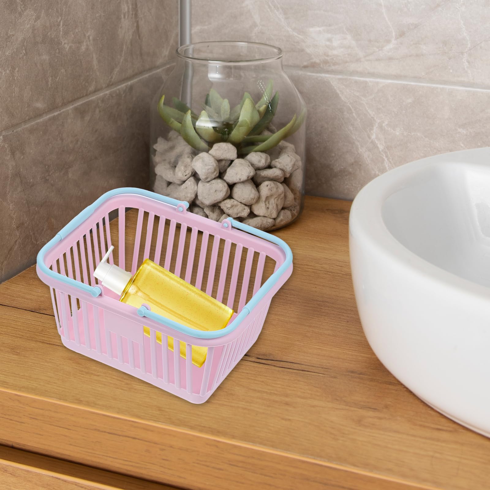 Cabilock 2-Piece Mini Toy Grocery Baskets Set - Dollhouse Accessories, Pretend Play Shopping Cart, Kids Storage Organizer - Perfect for Role Play, Toy Kitchen, and Playroom Organization