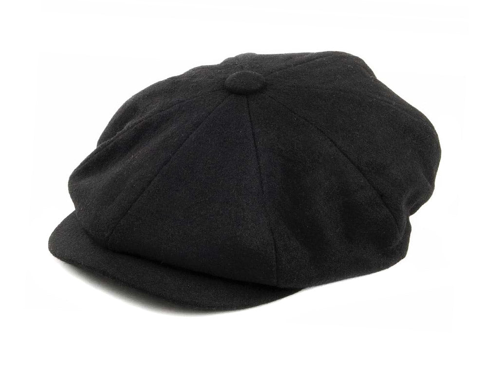 Failsworth Alfie Melton Baker Boy Cap in Black - Vintage Style Newsboy Hat for Men & Women - Perfect for Casual Outfits, Fall Fashion, and Outdoor Activities