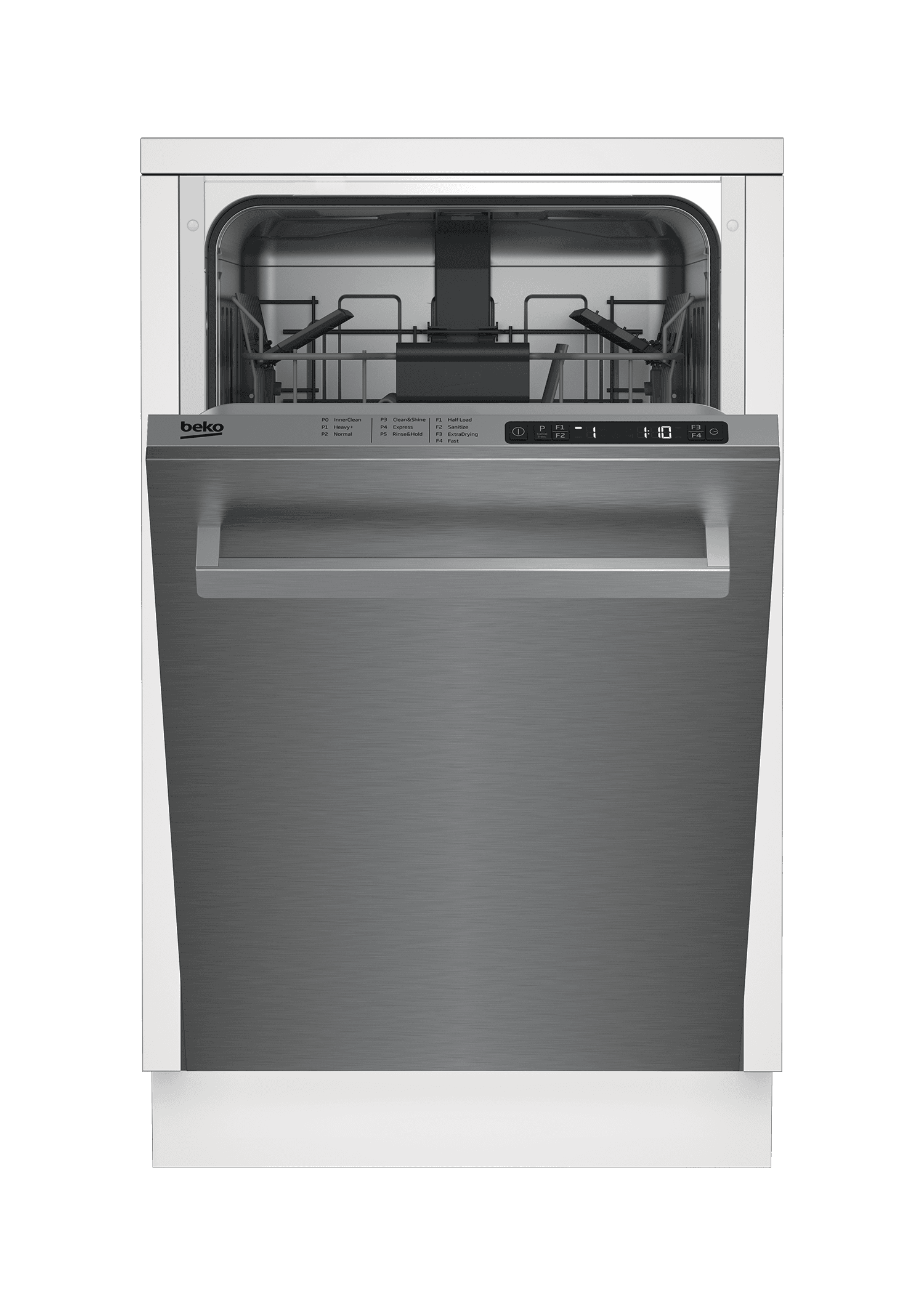 Beko DDS25842X Slim Stainless Steel Dishwasher - 8 Place Settings, 48 dB Quiet Operation, Top Control Panel - Perfect for Small Kitchens & Apartments