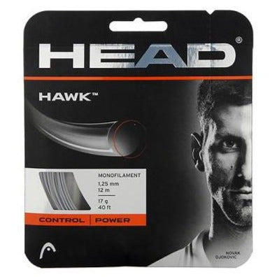Head Hawk 17/1.25 Tennis String (Silver) | Premium Polyester Tennis Racket Strings for Control & Spin | Perfect for Competitive Play & Tournament Matches