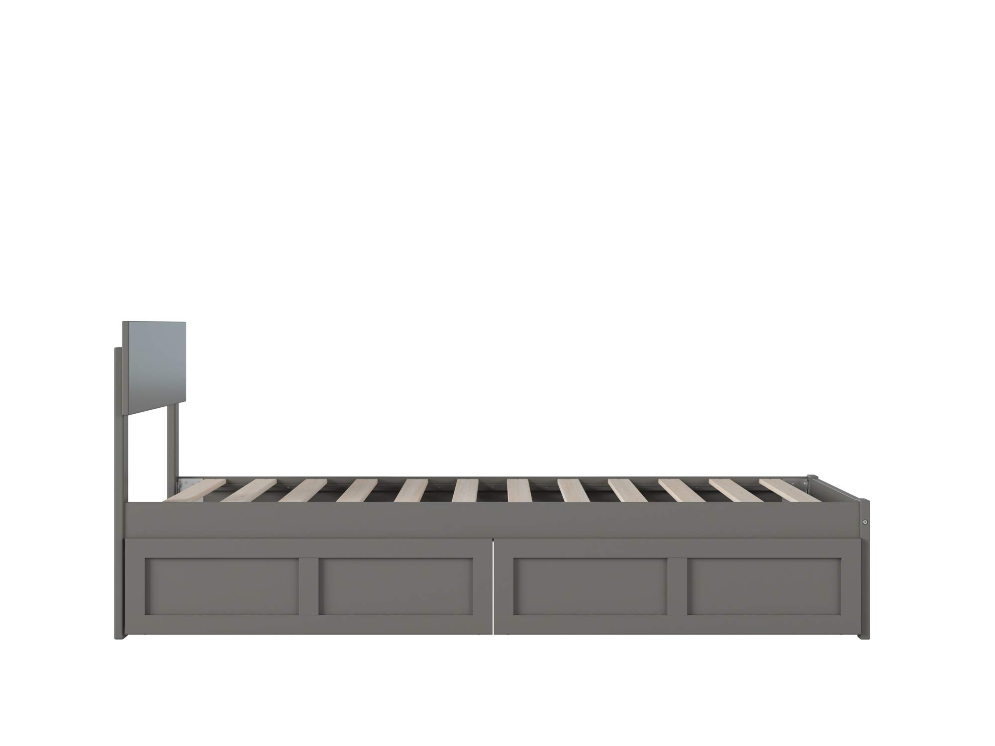 AFI Boston Twin Size Bed Frame with Underbed Storage Drawers, Gray - Perfect for Small Spaces, Kids Rooms & Guest Bedrooms