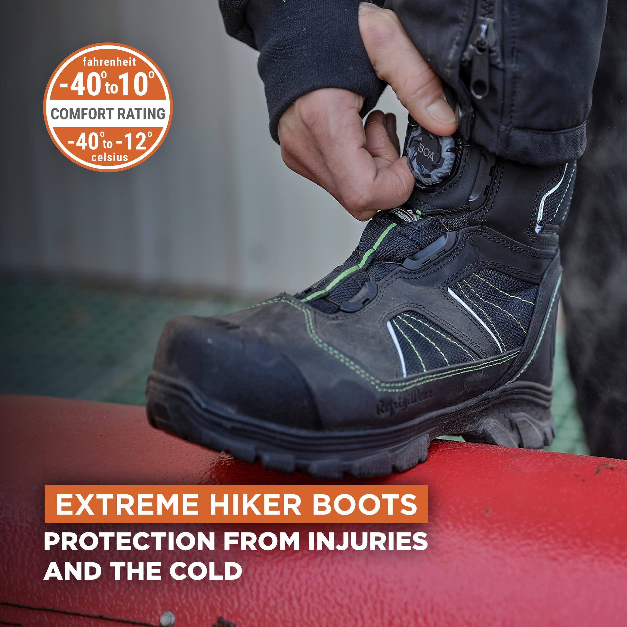 RefrigiWear Men's Extreme Hiker Boots - Waterproof Insulated Winter Work Boots for Hiking, Snow & Cold Weather | Durable Outdoor Footwear for Construction, Hunting & Ice Fishing