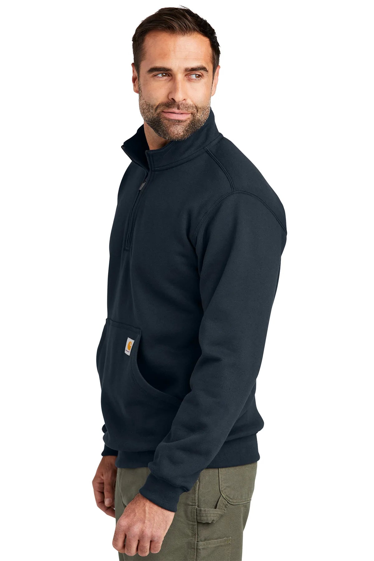 Carhartt Mock Neck Sweatshirt for Men - Custom Fit, New Navy Color - Perfect for Workwear & Casual Outfits
