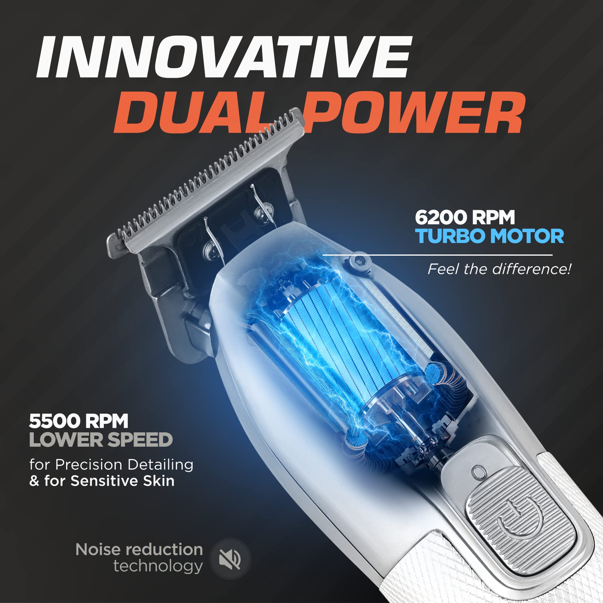 Fagaci Professional Men's Hair Trimmer - Turbo Power Clipper with Adjustable Zero Gap Blades for Precise Clean Cuts | Home Barbering, Beard Trimming & Personal Grooming Kit