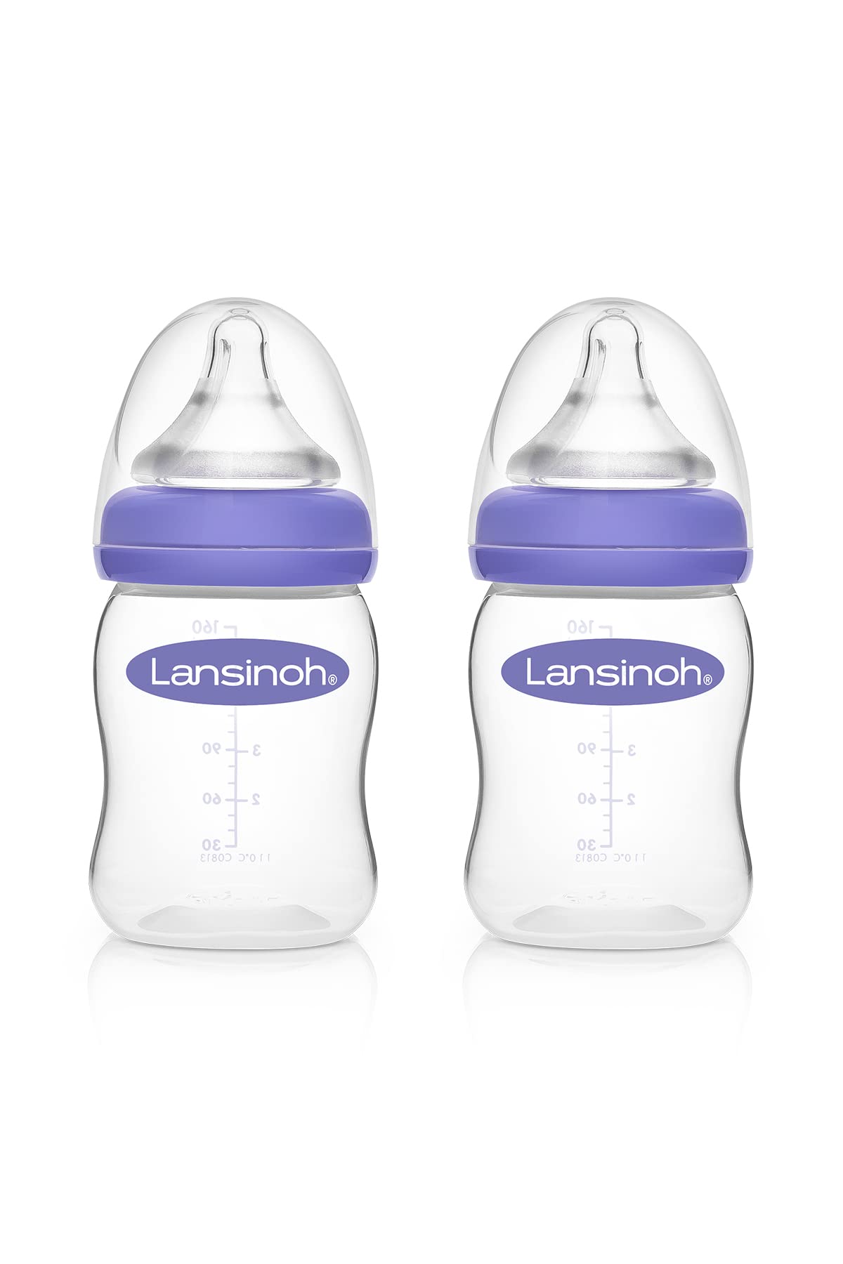 Lansinoh Momma Breastmilk Feeding Bottle with NaturalWave Slow Flow Nipple - 5oz (2-Pack) - BPA-Free Baby Bottles for Breastfed Infants - Ideal for Newborns, Travel & Daycare Use