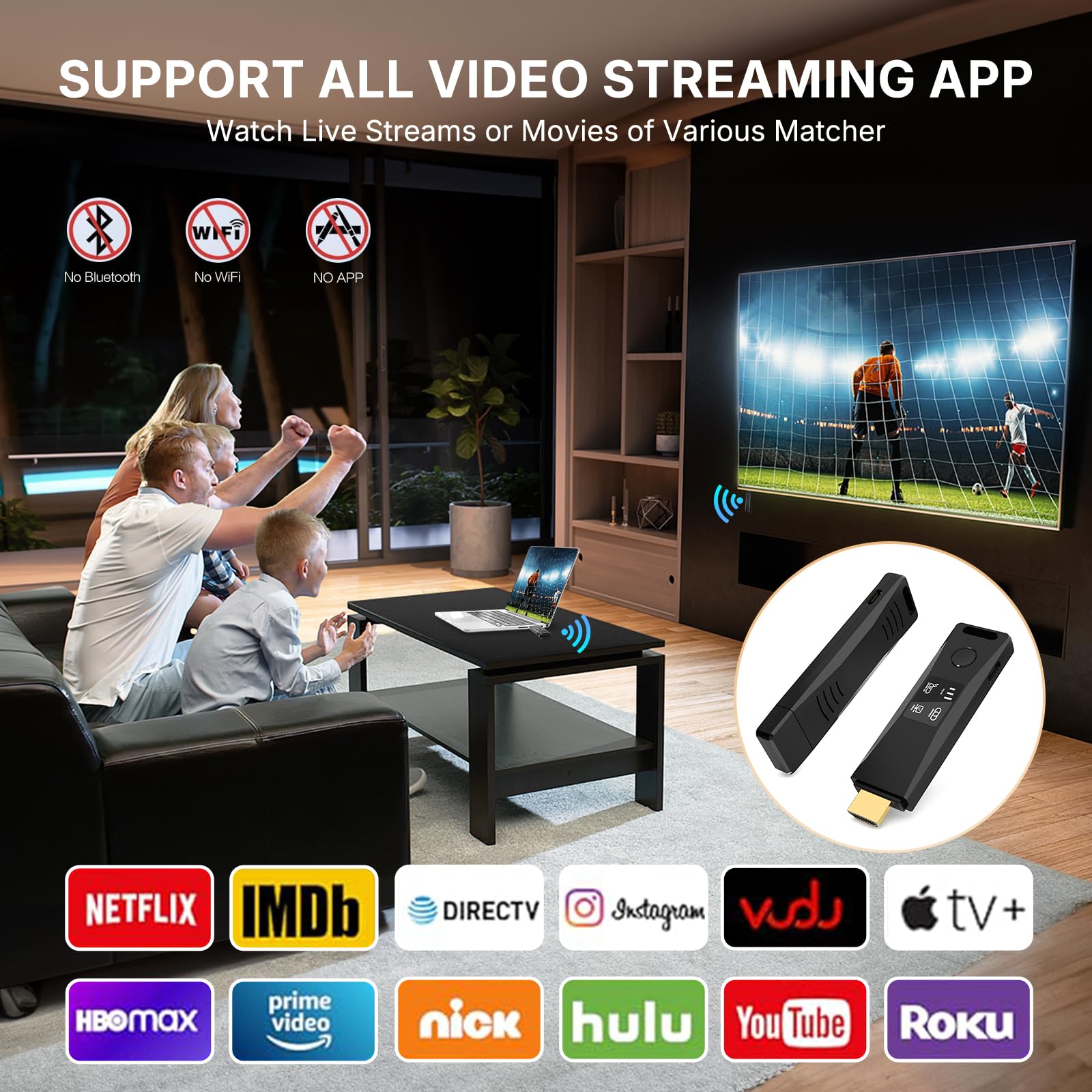 4K Wireless HDMI Transmitter & Receiver Kit - Long Range HDMI Extender for TV, Projector, Monitor | Wireless Video & Audio Streaming for Home Theater, Gaming, Presentations | No Bluetooth Needed | Perfect for Conference Rooms, Living Rooms & Gaming Setups