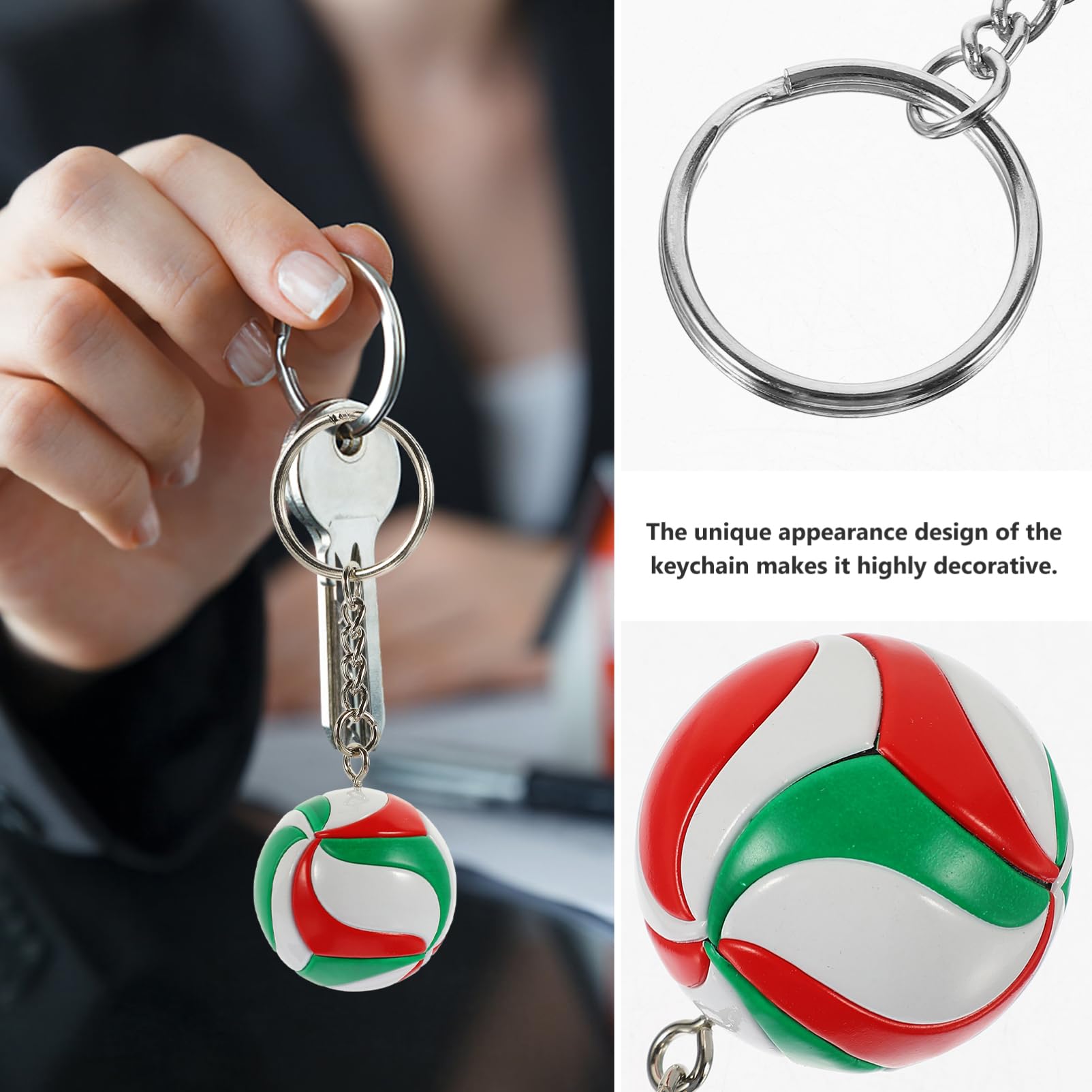 KALLORY 3-Pack Leather Volleyball Keychains - Sporty Keyrings for Volleyball Fans, Women & Men - Perfect for Team Gifts, Party Favors, and Game Day Accessories
