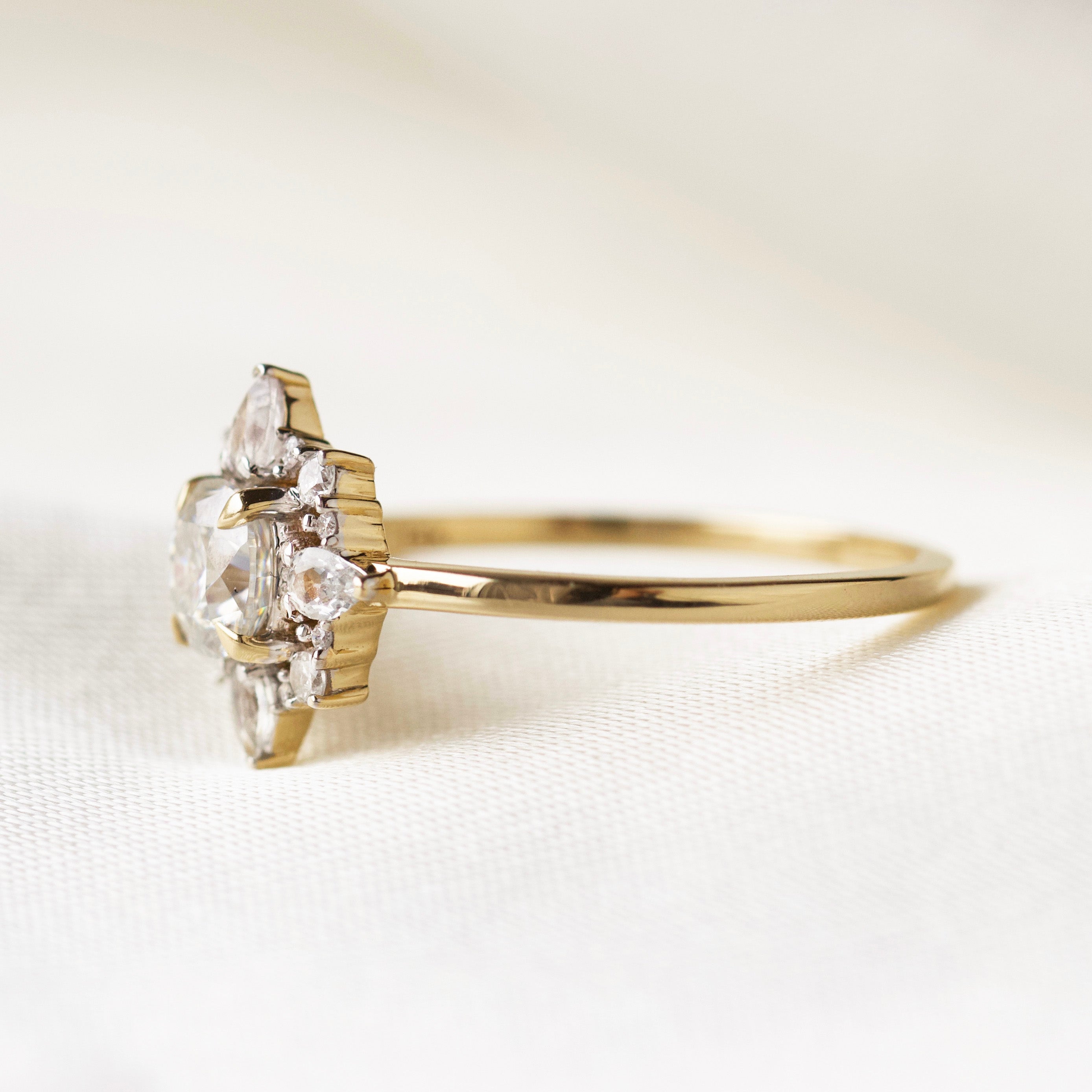 Exquisite Daphne Moissanite, Sapphire & Diamond Engagement Ring for Women | Elegant Wedding & Anniversary Jewelry Gift