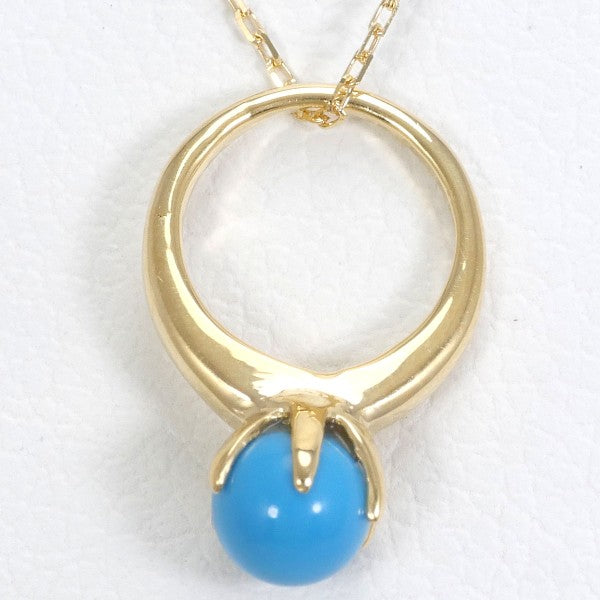 18K Yellow Gold Turquoise Necklace for Women | Handmade Genuine Turquoise Pendant | Elegant Jewelry Gift for Birthday, Anniversary & Special Occasions