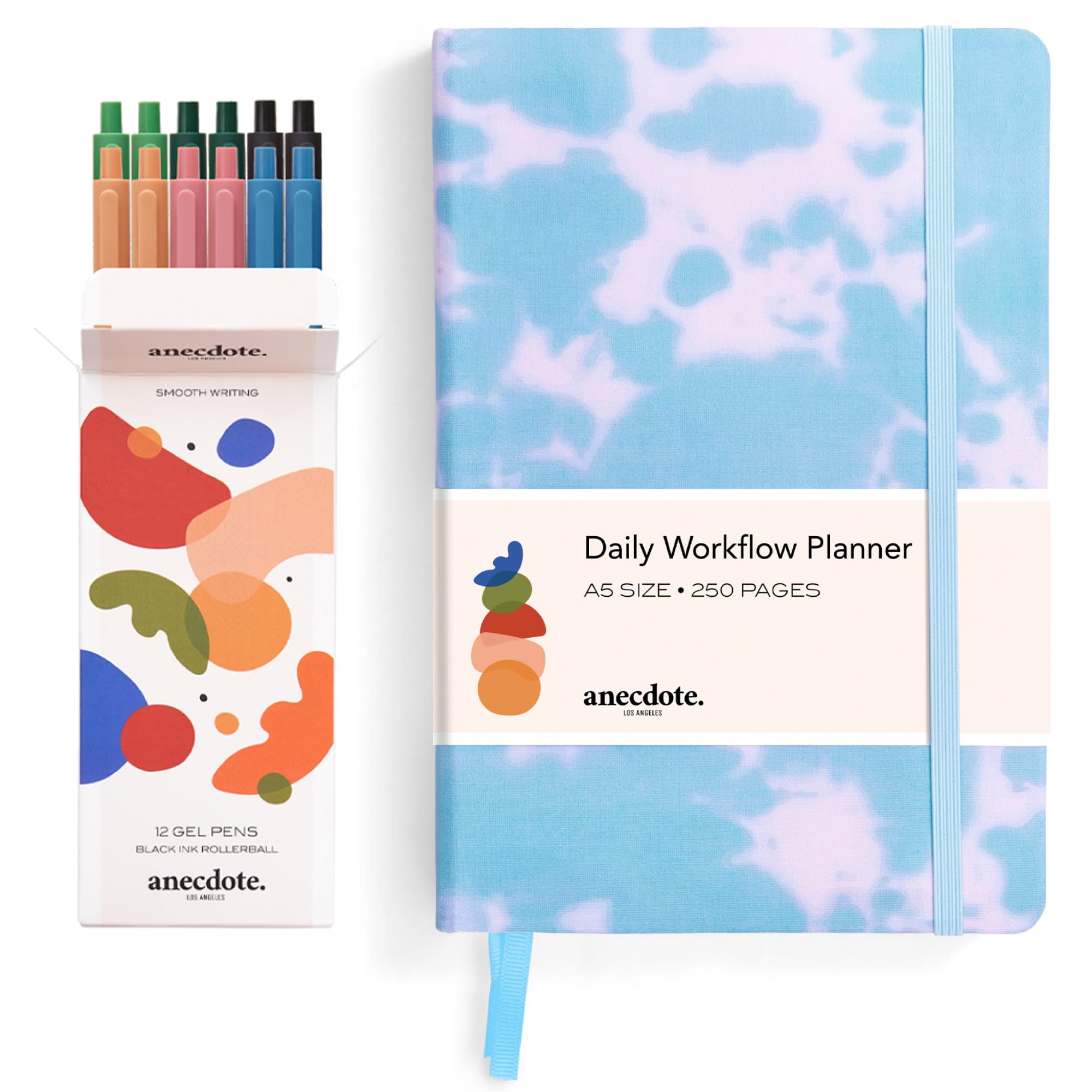 2025 Daily Planner & 12-Pack Black Retractable Gel Pens (0.5mm Fine Point) - Smooth Writing for Office, School & Journaling - Perfect Gift Set for Students & Professionals