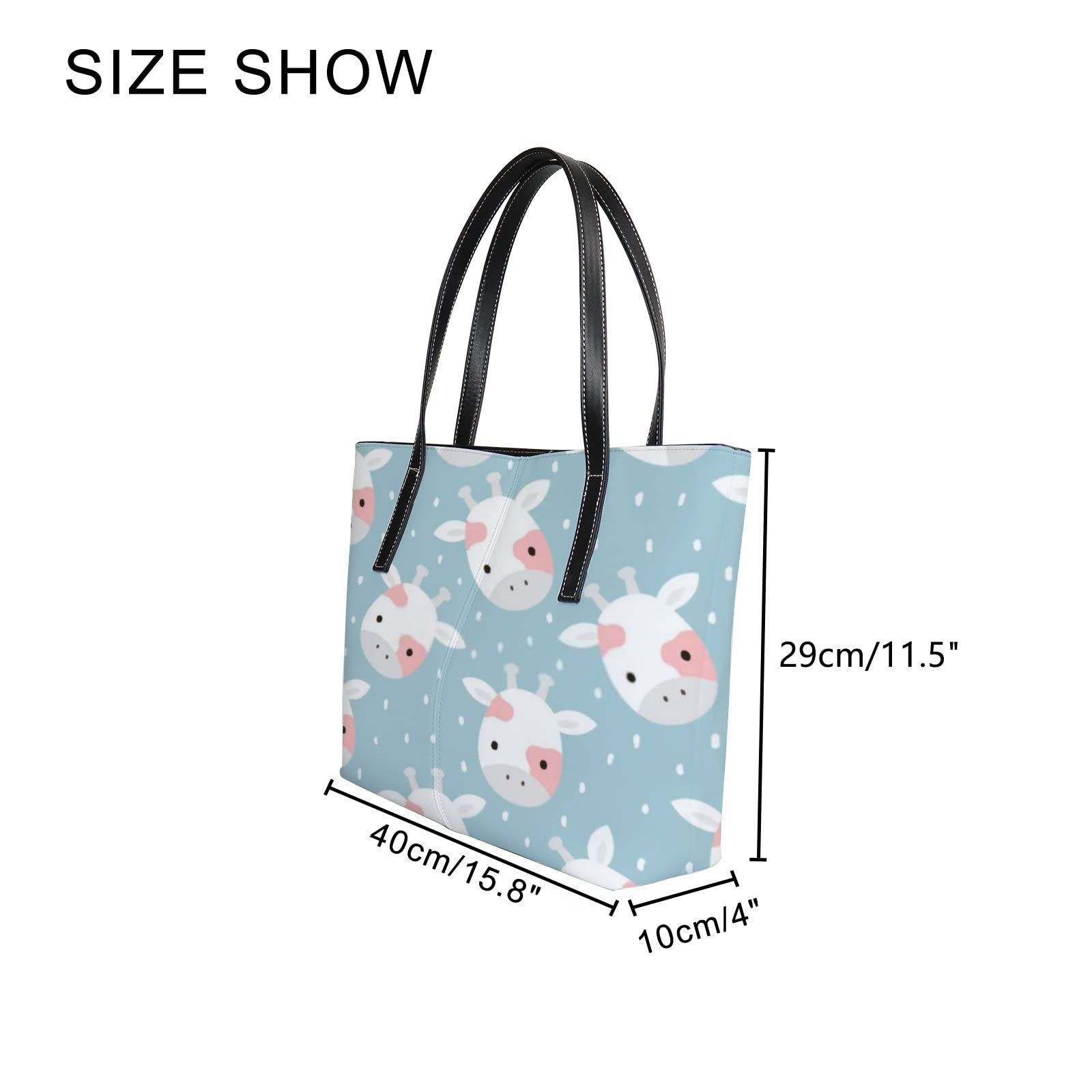 Stylish Pink & White Giraffe Print Leather Tote Bag for Women - Fashionable Crossbody Work Handbag with Zipper Closure | Perfect for Office, Travel & Everyday Use
