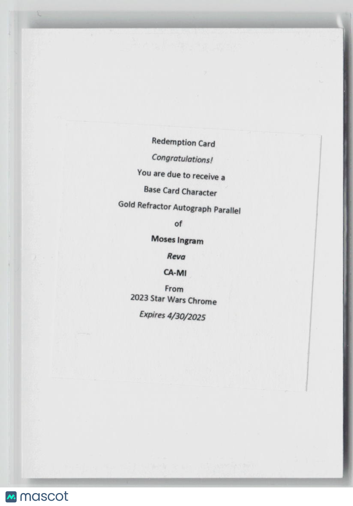 2023 Topps Chrome Reva/Moses Ingram Gold Refractor Autograph Card /50 - Star Wars Collectible for Fans & Card Investors | Perfect for Display, Trading & Memorabilia Collections