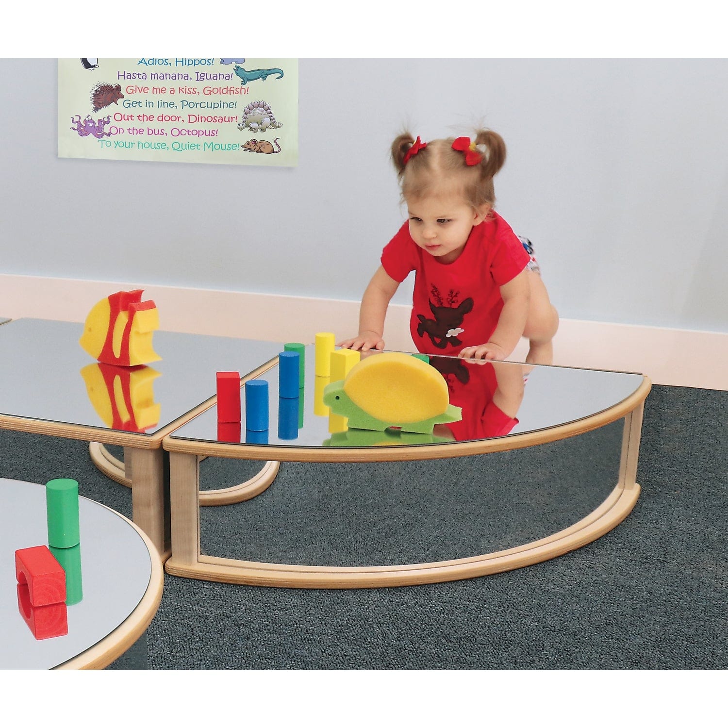 Safe & Durable Quarter Round Infant Floor Mirror for Baby Development - Perfect for Tummy Time, Playtime & Nursery Decor