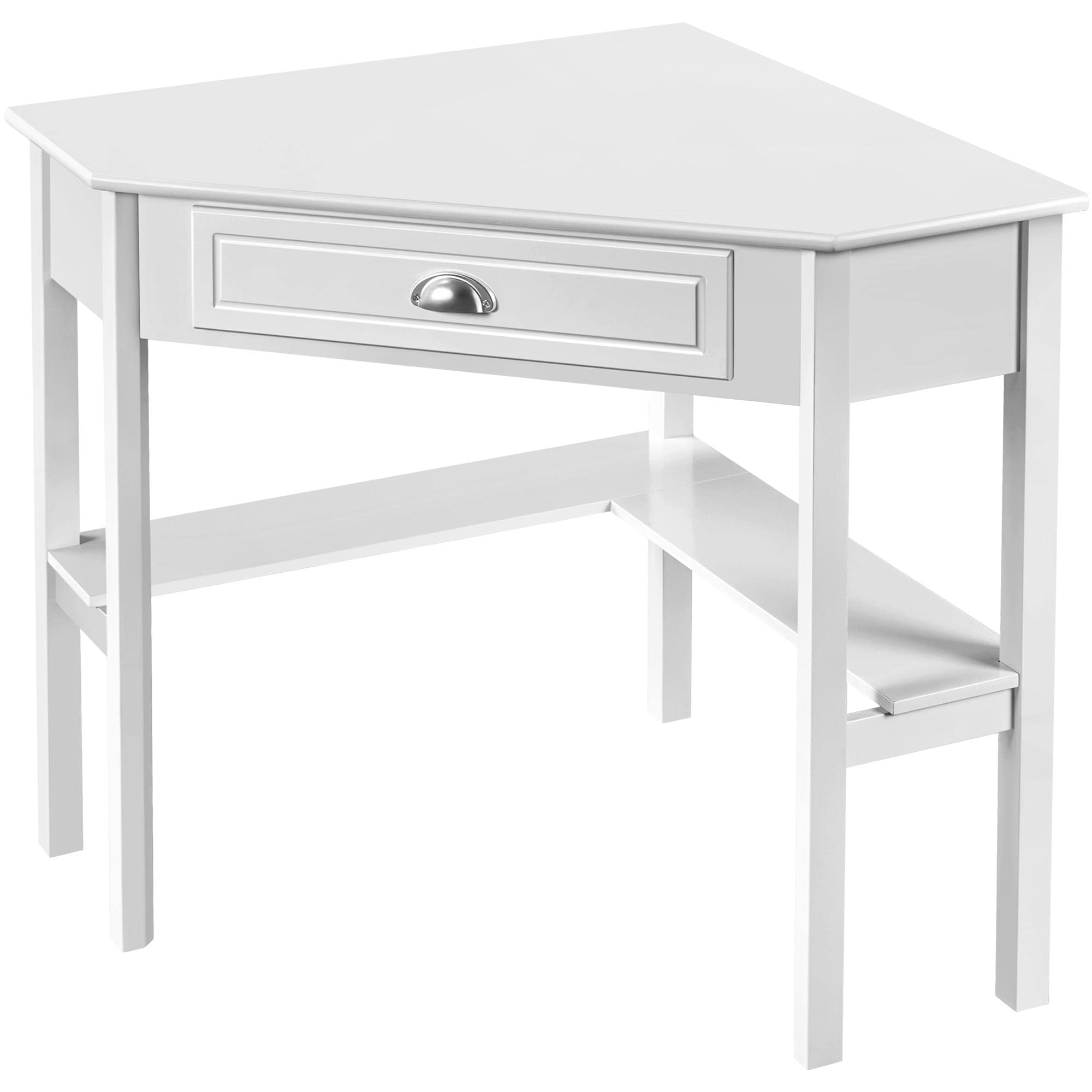 Topeakmart White Home Office Computer Desk with Shelves & Drawers - Ergonomic Corner Laptop Desk for Small Spaces, Perfect for Remote Work, Online Classes & Gaming Setup