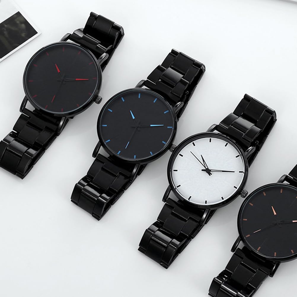 Ultra-Thin Stainless Steel Men's Watch - Black & Blue Casual Business Chronograph with Metal Strap | Waterproof Dress Watch for Office, Dating & Everyday Wear