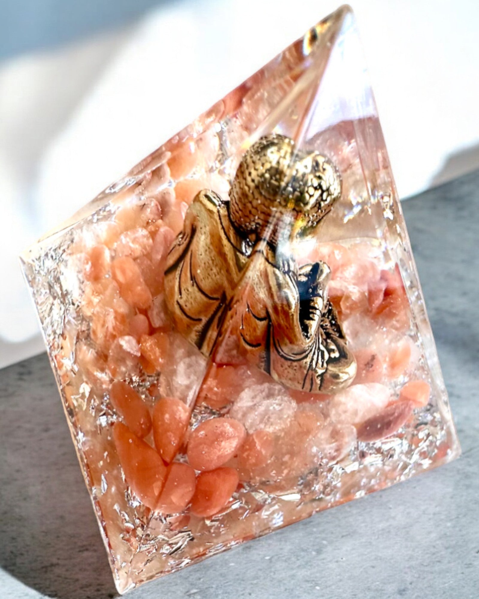 Meditation of Peace Energy Pyramid with Gemstones - Spiritual Healing Crystal Pyramid for Chakra Balancing, Stress Relief & Positive Energy - Perfect for Yoga, Meditation & Home Decor