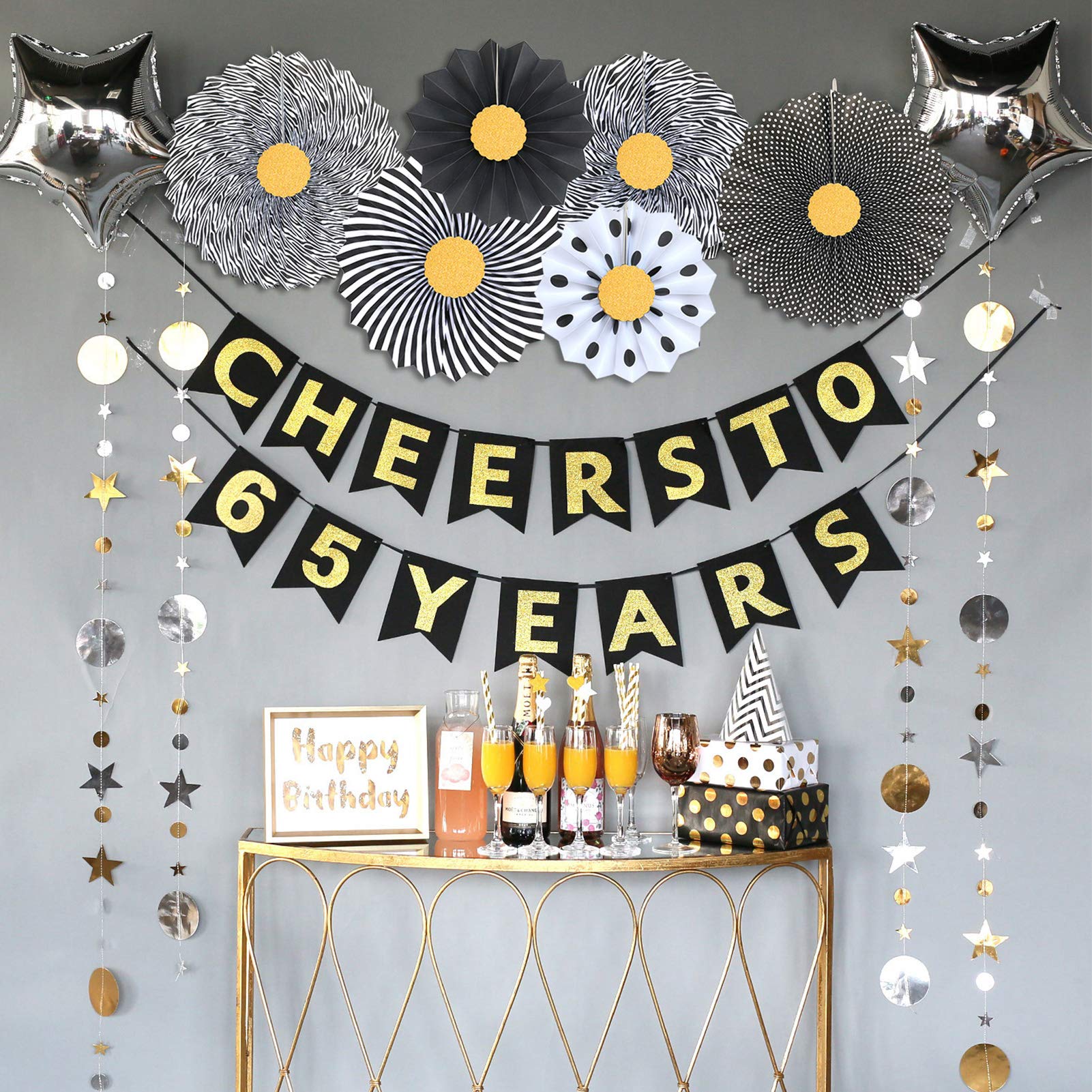 Homond 65th Birthday Decorations Set - Cheers to 65 Years Banner, Party Supplies for Women & Men | Perfect for Anniversary Celebrations, Retirement Parties & Milestone Decor