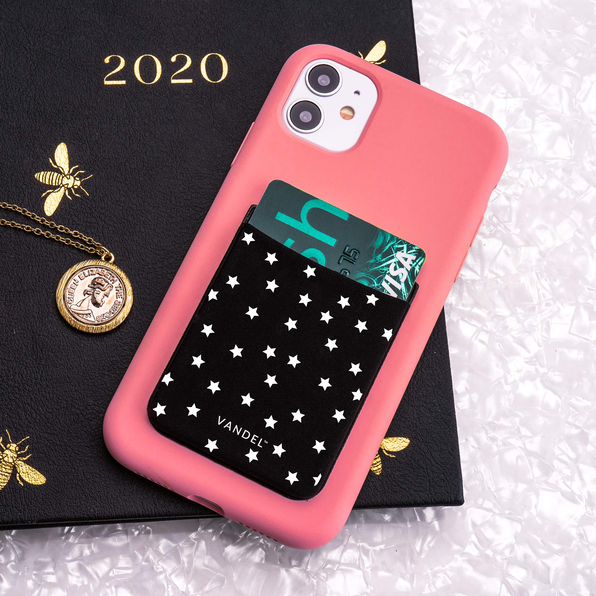 VANDEL Stick-On Fabric Phone Wallet for Women - Cute Credit Card Holder for iPhone, Adhesive Back Pocket for Phone Case - Perfect for Shopping, Travel & Daily Use