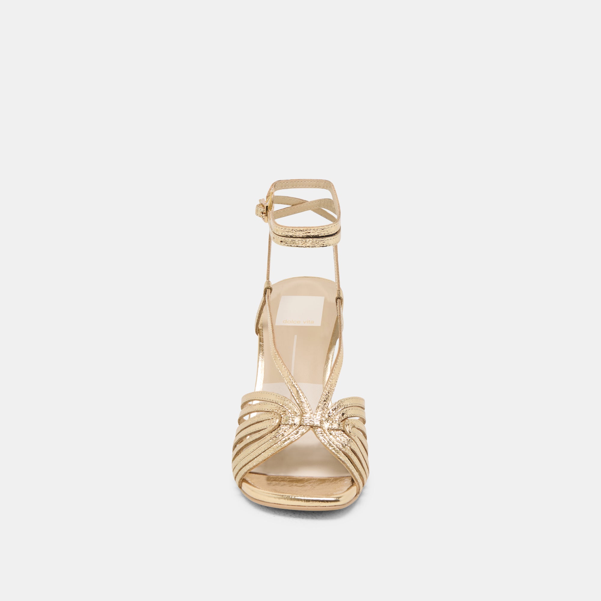 NIVANA Gold Distressed Leather Heels for Women - Stylish High Heels for Parties, Weddings & Evening Events