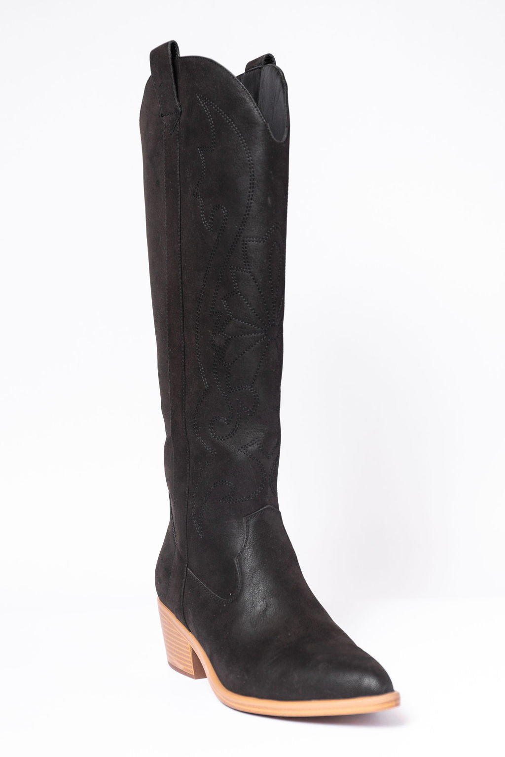 Shania Black Cowboy Boots for Women - Genuine Leather Western Riding Boots with Pointed Toe & Stacked Heel | Perfect for Country Music Festivals, Rodeos & Western Fashion