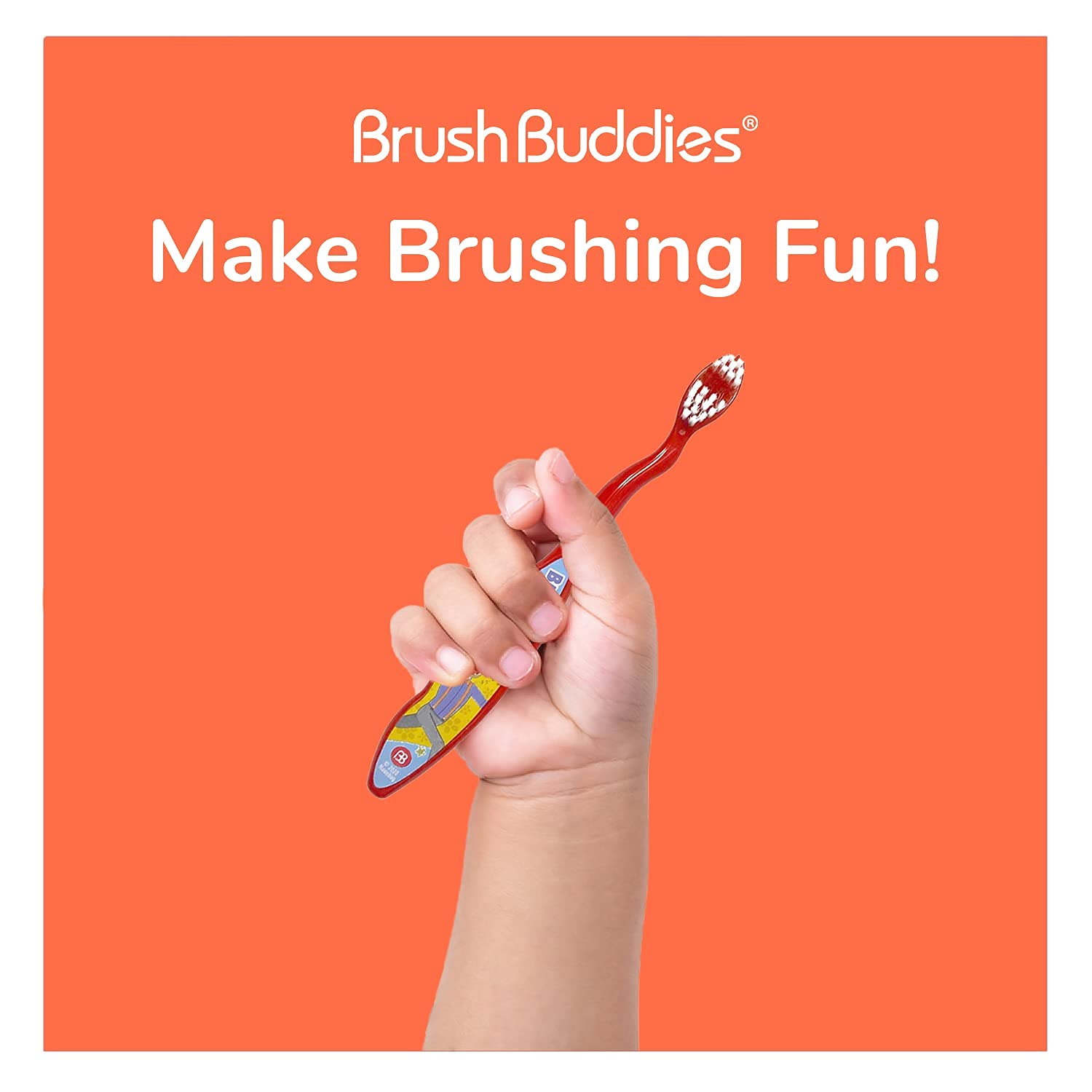 Blippi Kids Toothbrush Set - 3 Pack Manual Toothbrushes for Toddlers Ages 2-4 | Travel Toothbrush Kit with Protective Cover & Cup | Fun Dental Care for Toddlers at Home or On The Go