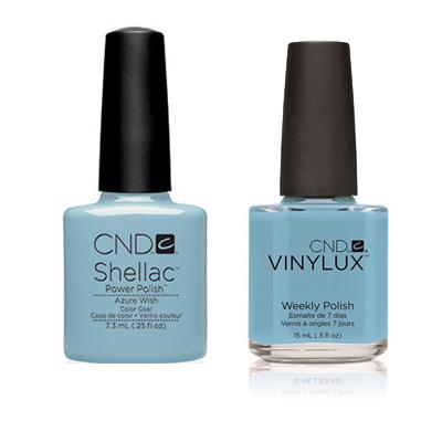CND Shellac & Vinylux Combo - Azure Wish Nail Polish Set for Salon & Home Manicure | Long-Lasting Gel & Regular Polish Duo | Perfect for Weddings, Parties & Everyday Wear