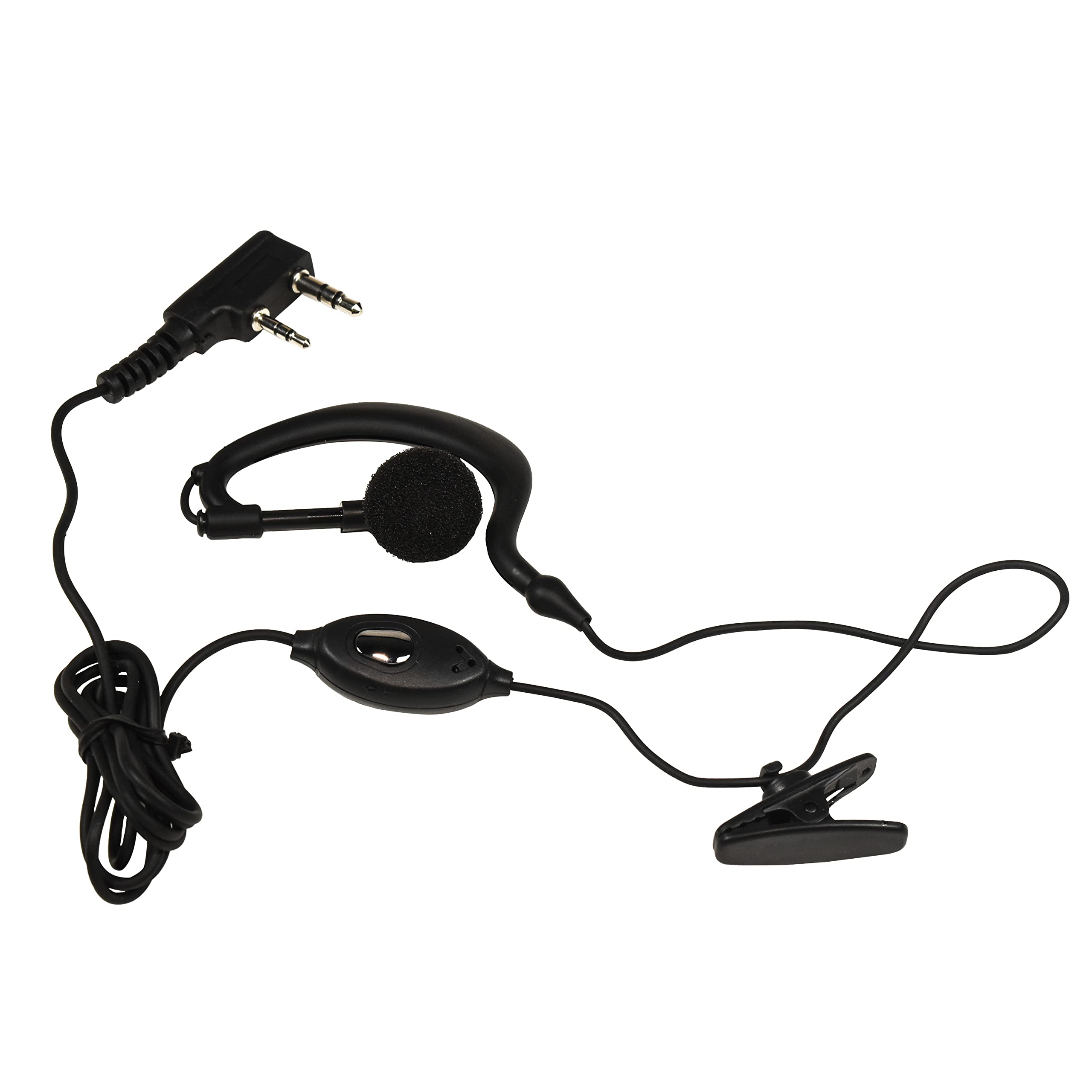 HQRP G-Shape 2-Pin Earpiece Headset with PTT Mic for Kenwood TK-3360 TK-3400 TK-3402 TK-5220 Radios - Hands-Free Communication for Security, Construction & Outdoor Work