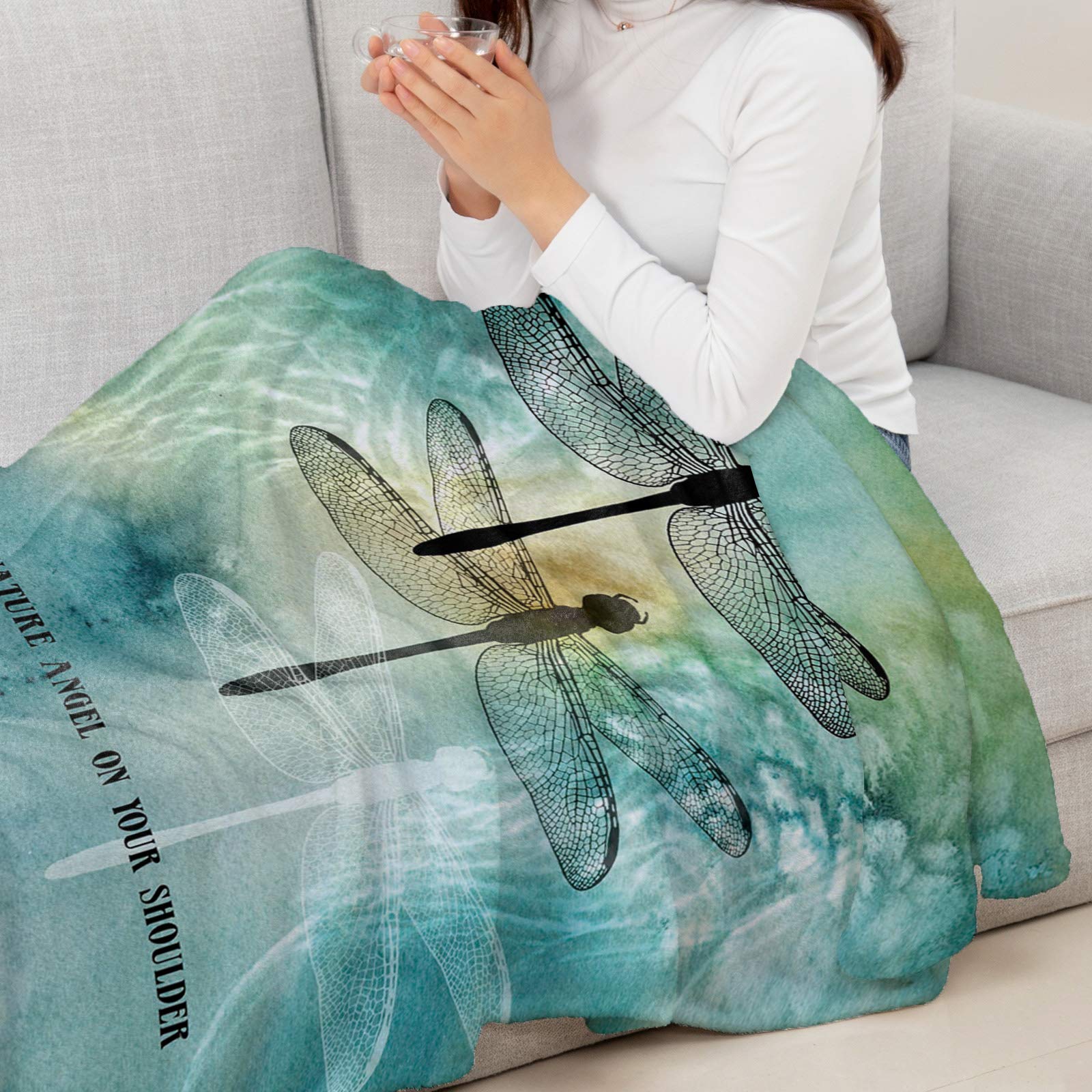 Cozy Dragonfly Fleece Blanket for Women & Kids - Soft Warm Throw for Bed, Sofa, Couch Decor