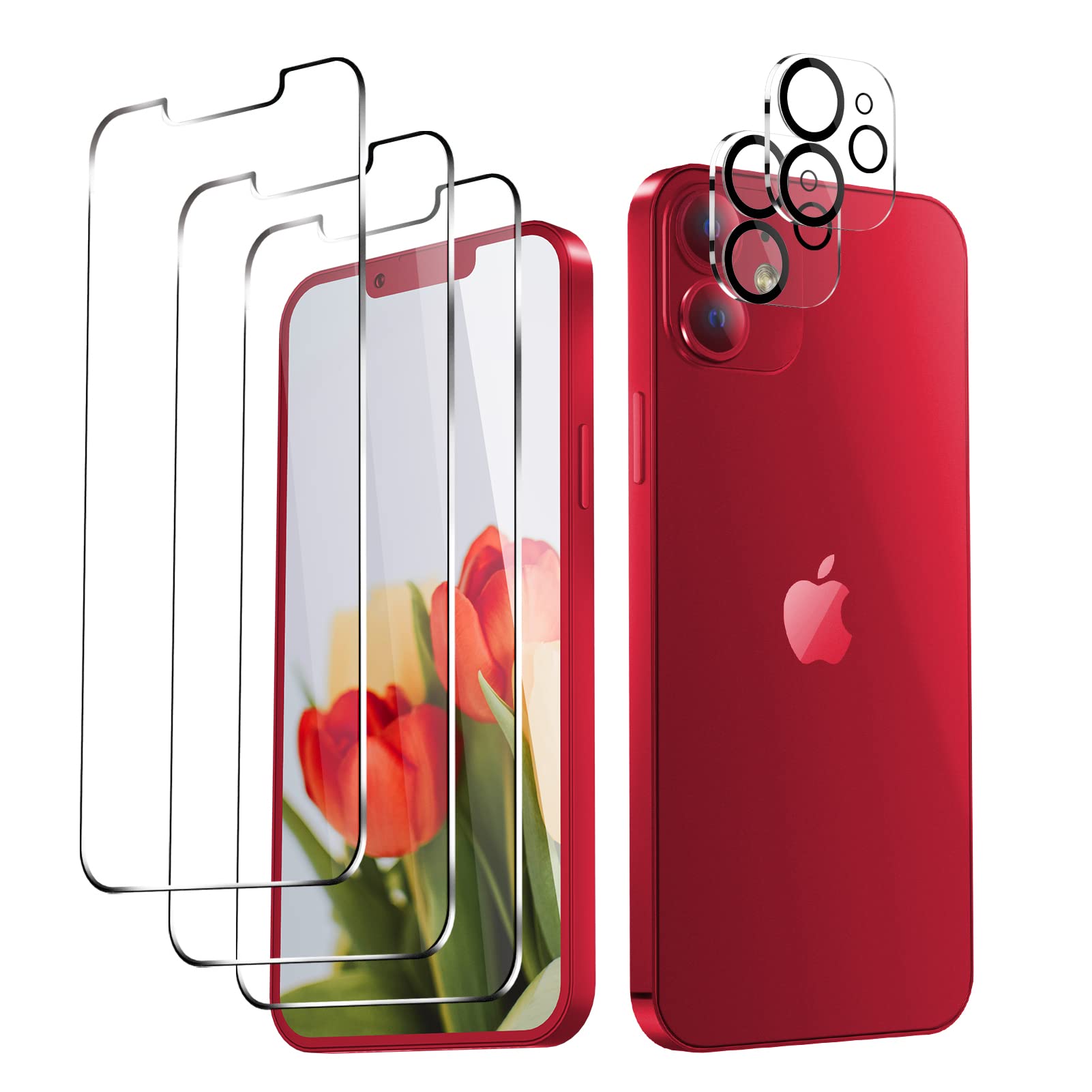 ORIbox 3-Pack Tempered Glass Screen Protector for iPhone 13 Pro - HD Clear Anti-Scratch Protection with 2 Camera Lens Protectors - Perfect for Daily Use, Work, and Outdoor Activities